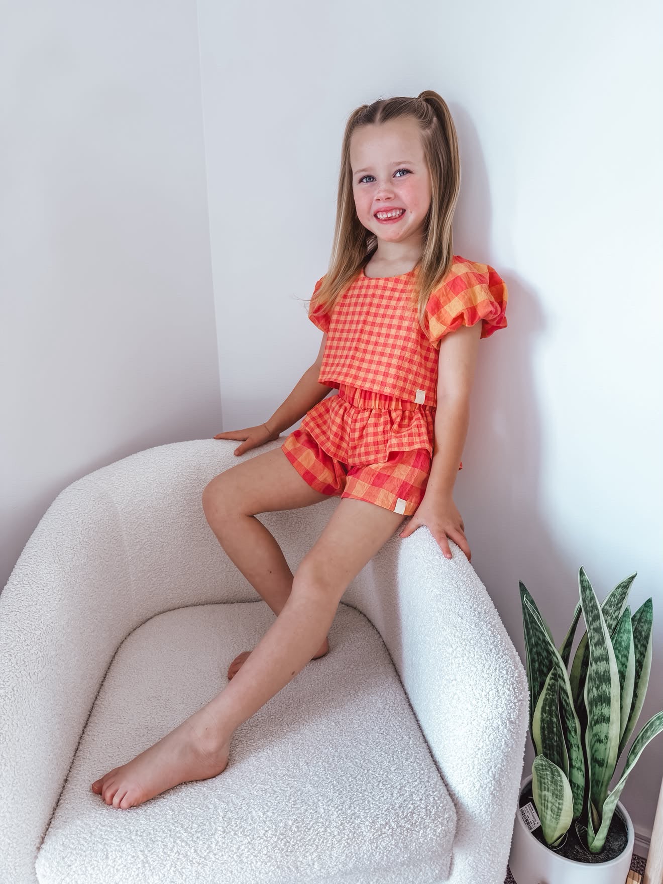 Elora Top - Melon Crush Gingham