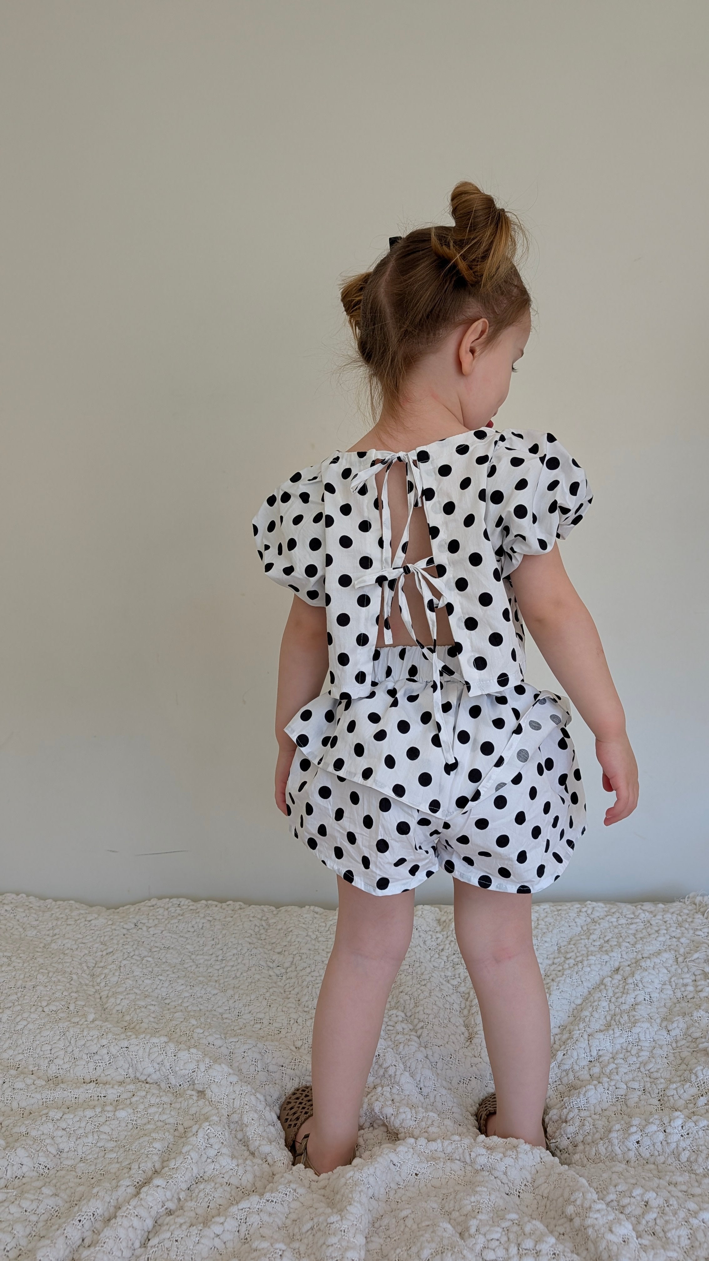 Elora Top - Navy Polka Dot