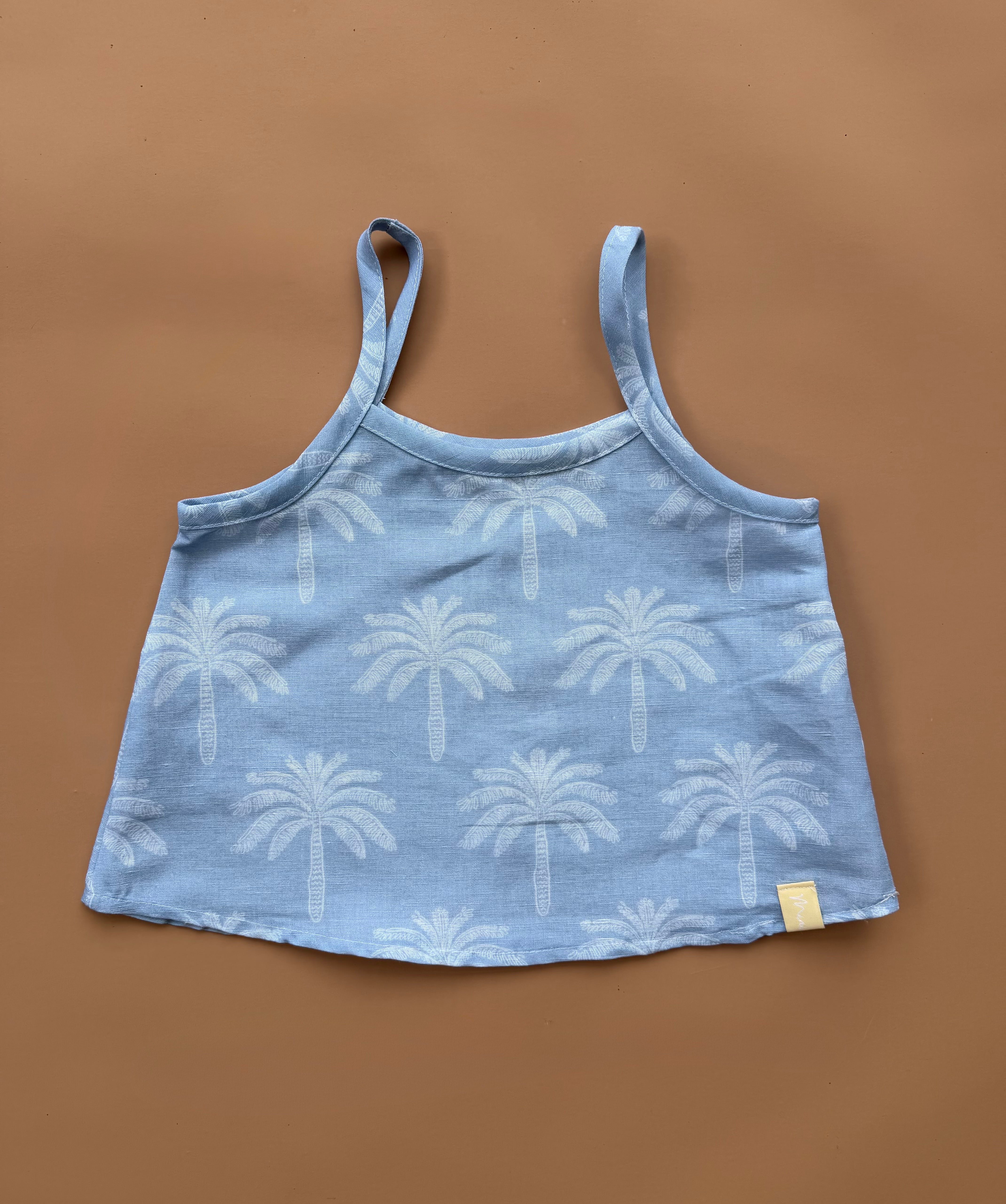 Cropped Cami - Ice Blue Palms