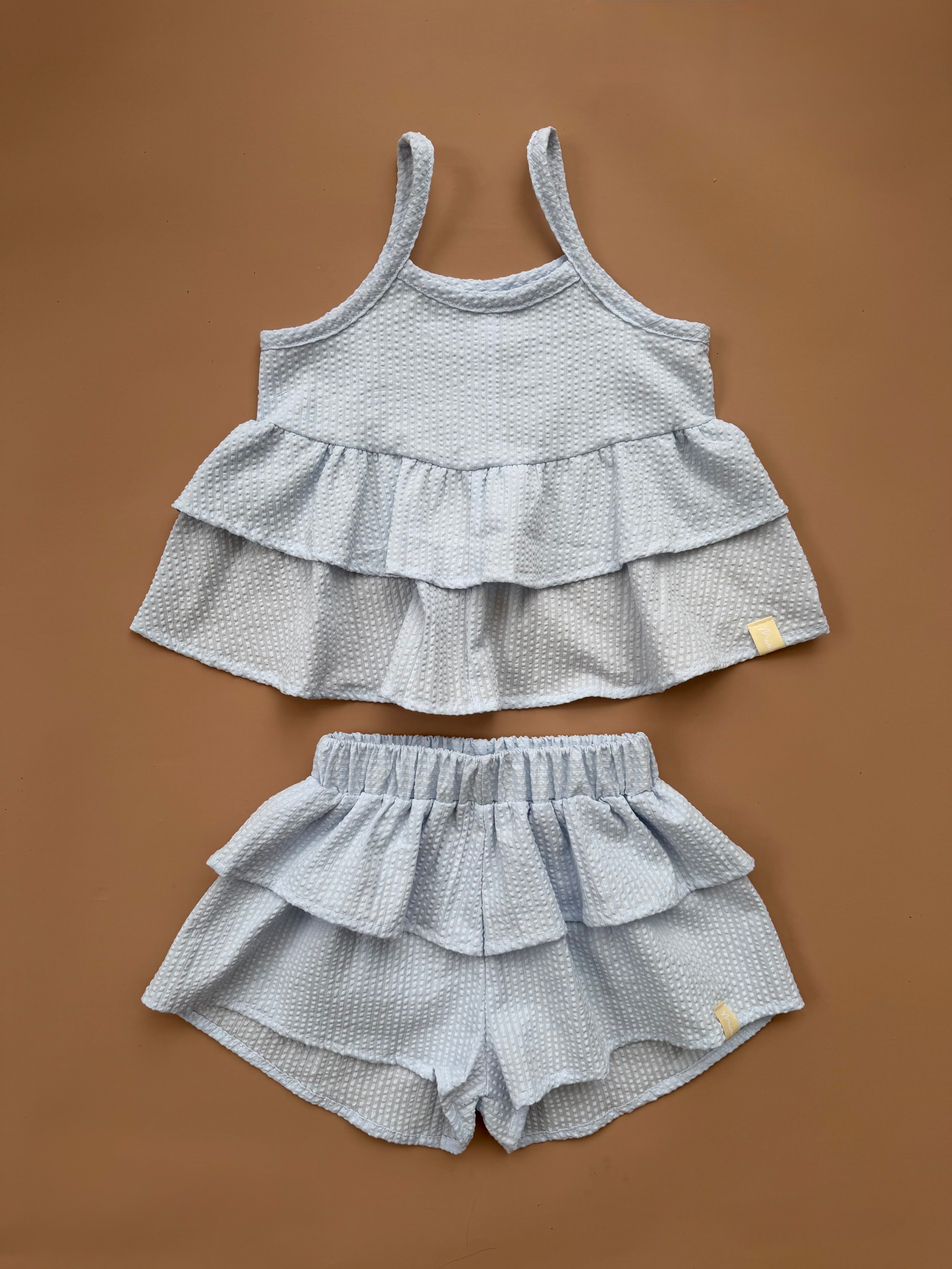 Kendall Shorts - Ice Blue Seersucker