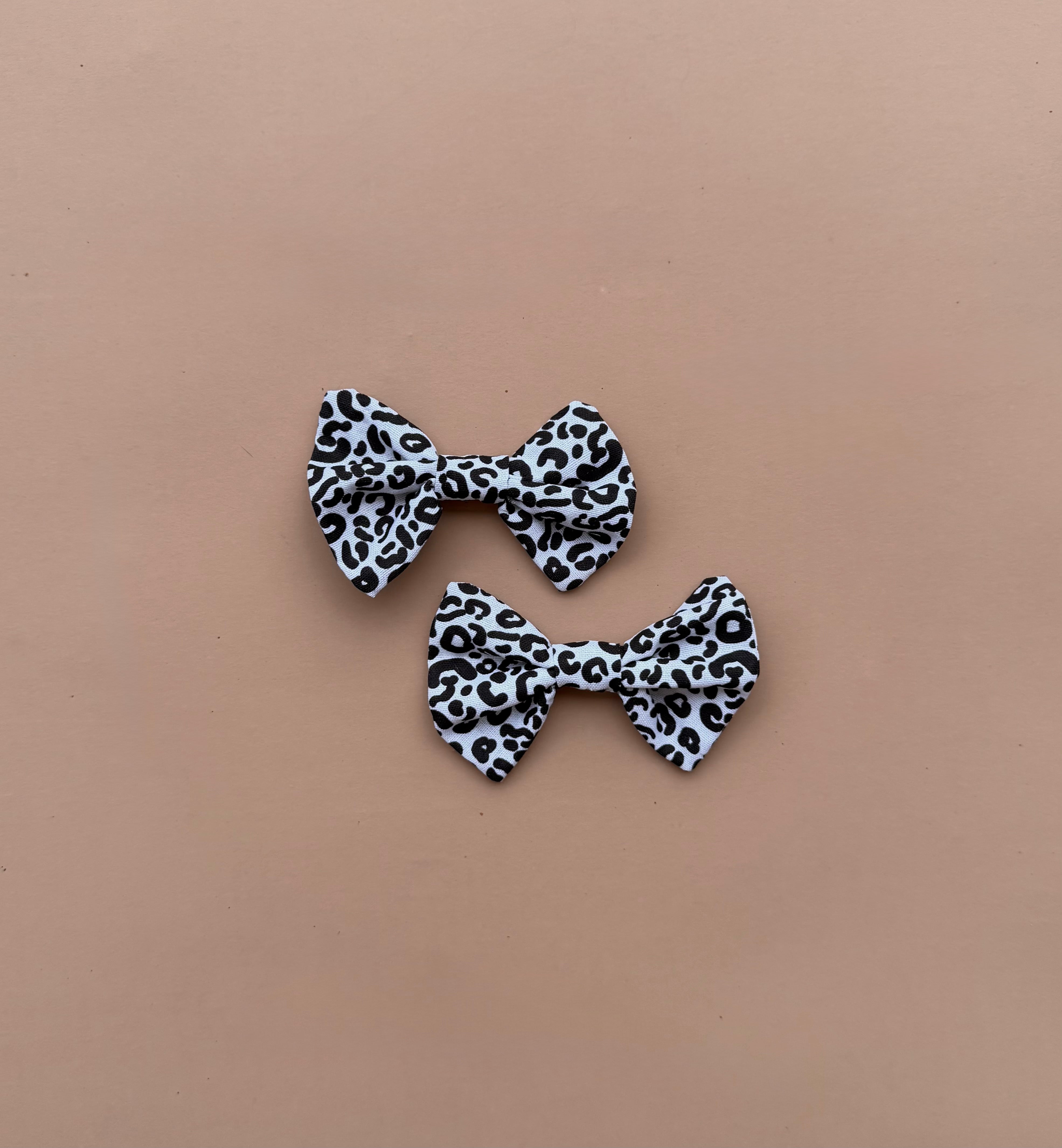 Bow Clip Set - Monochrome Leopard