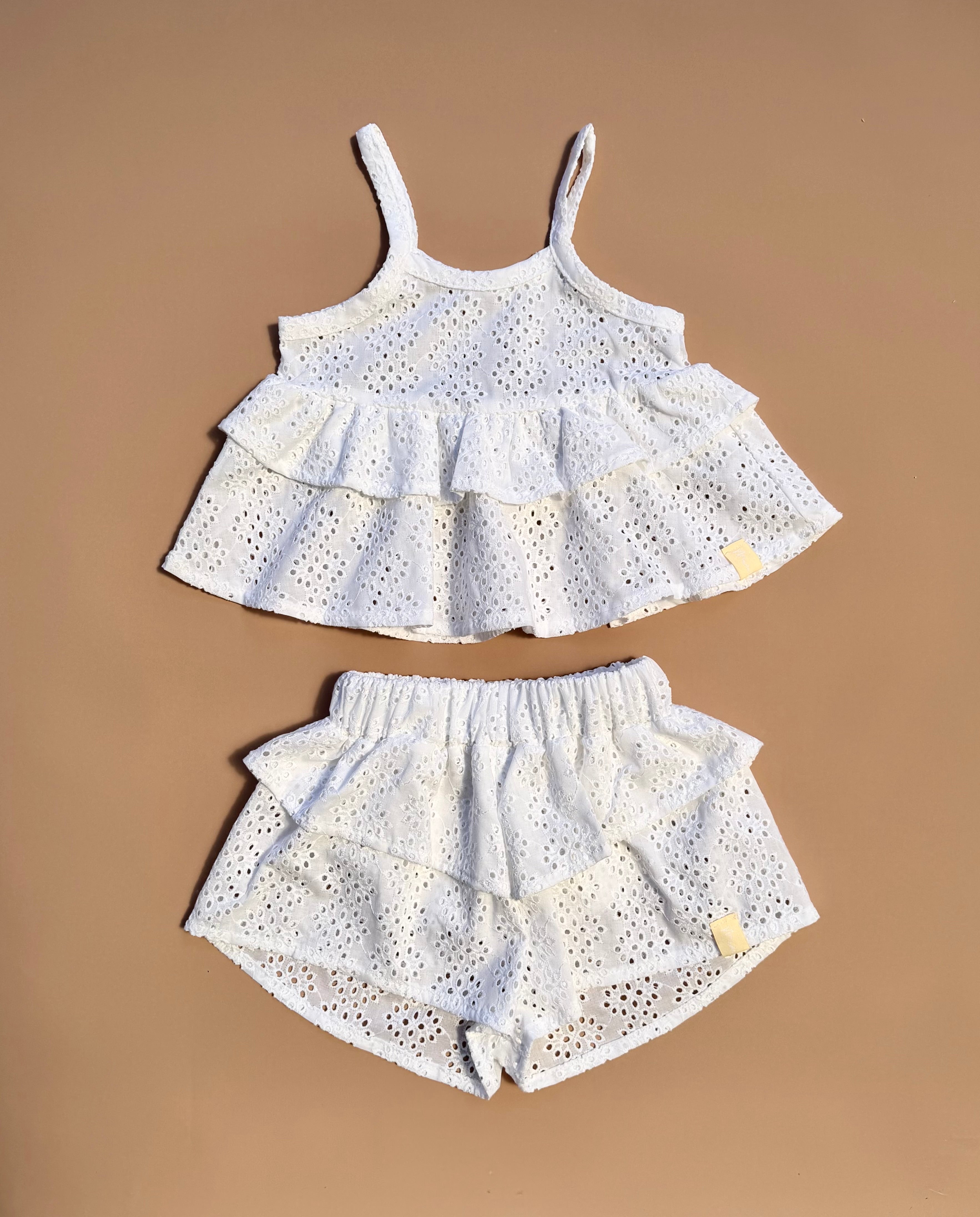 Kendall Shorts - White Broderie