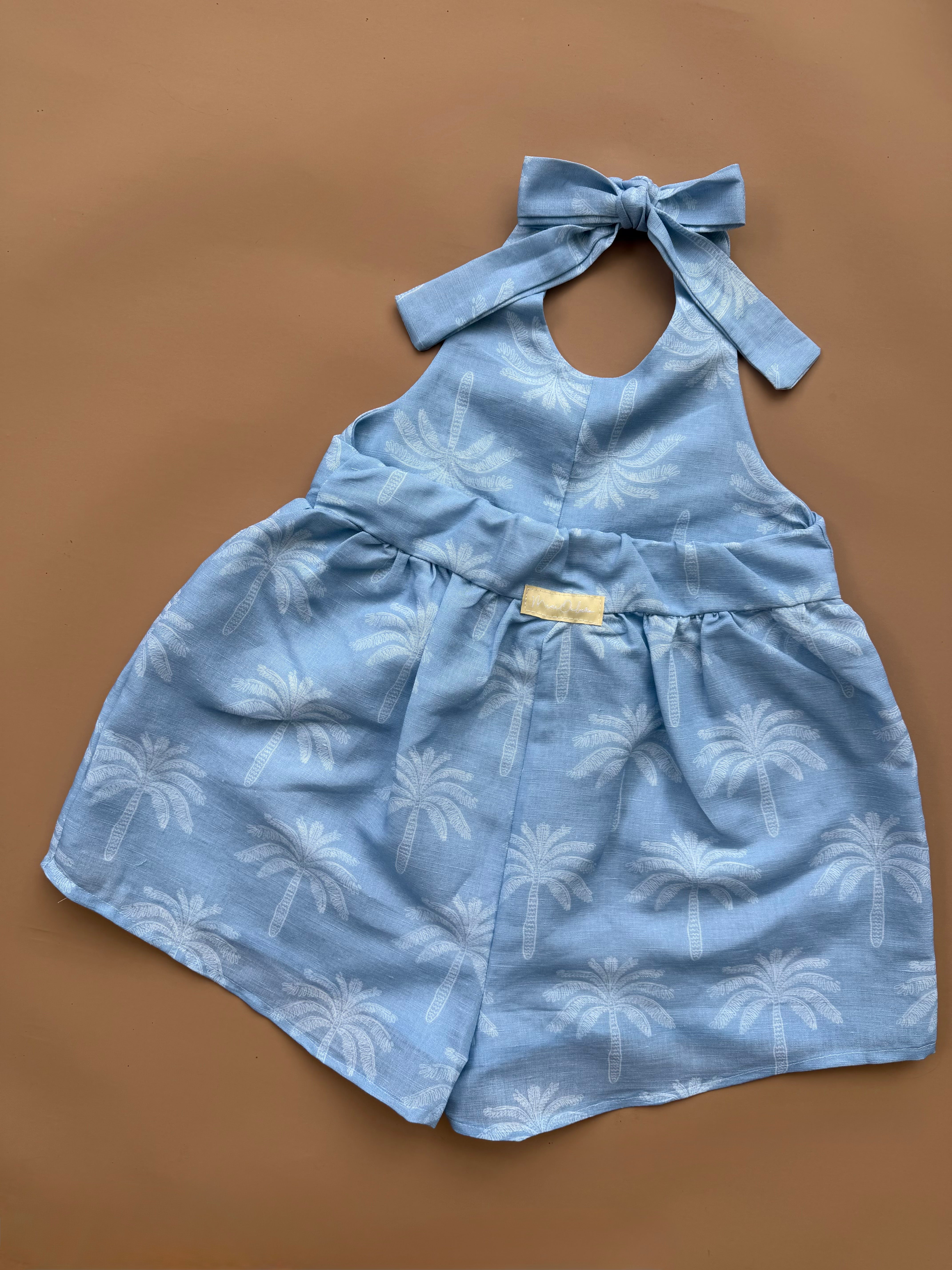 Halter Playsuit - Ice Blue Palms
