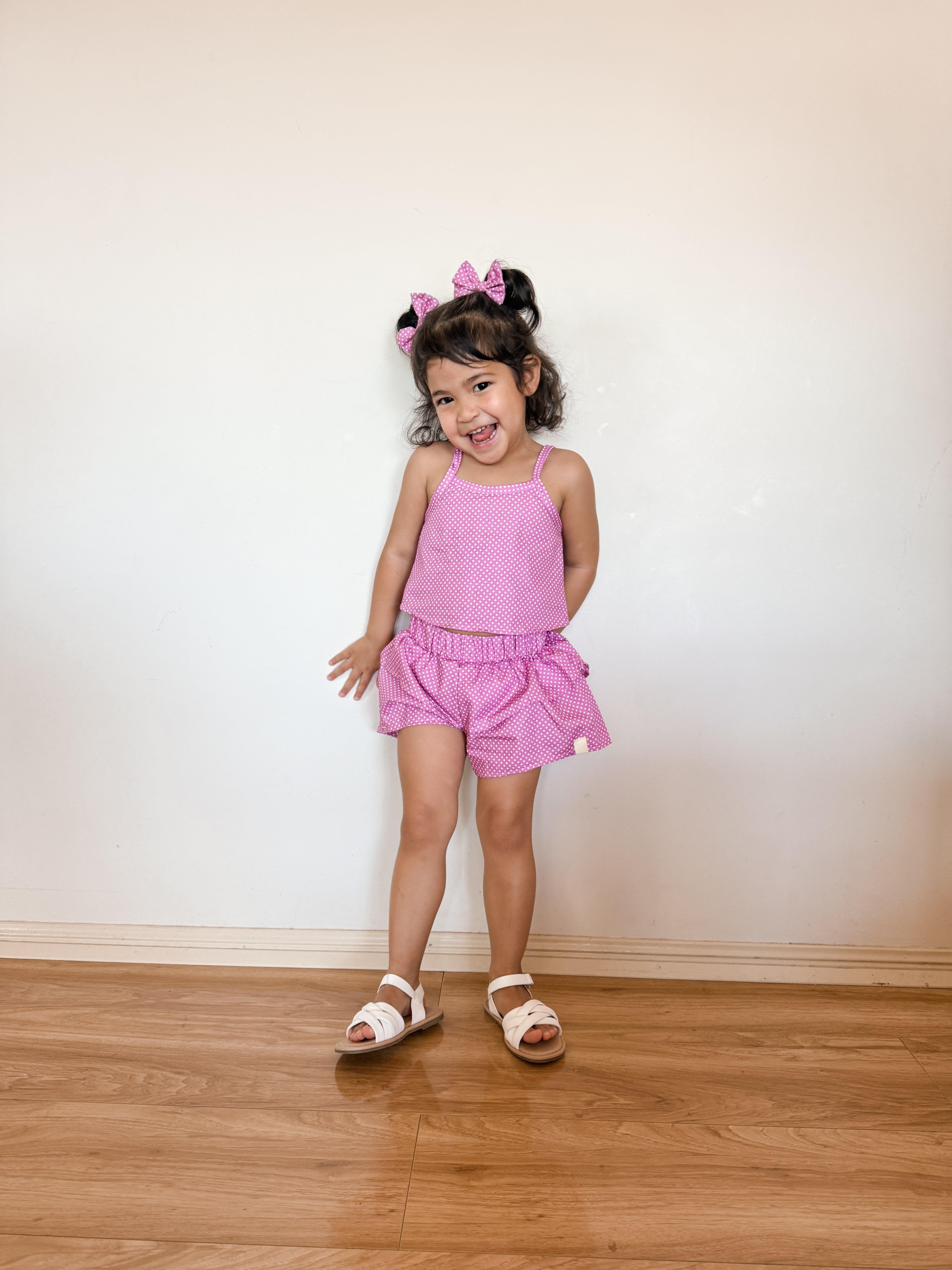Cropped Cami - Fuchsia Dot