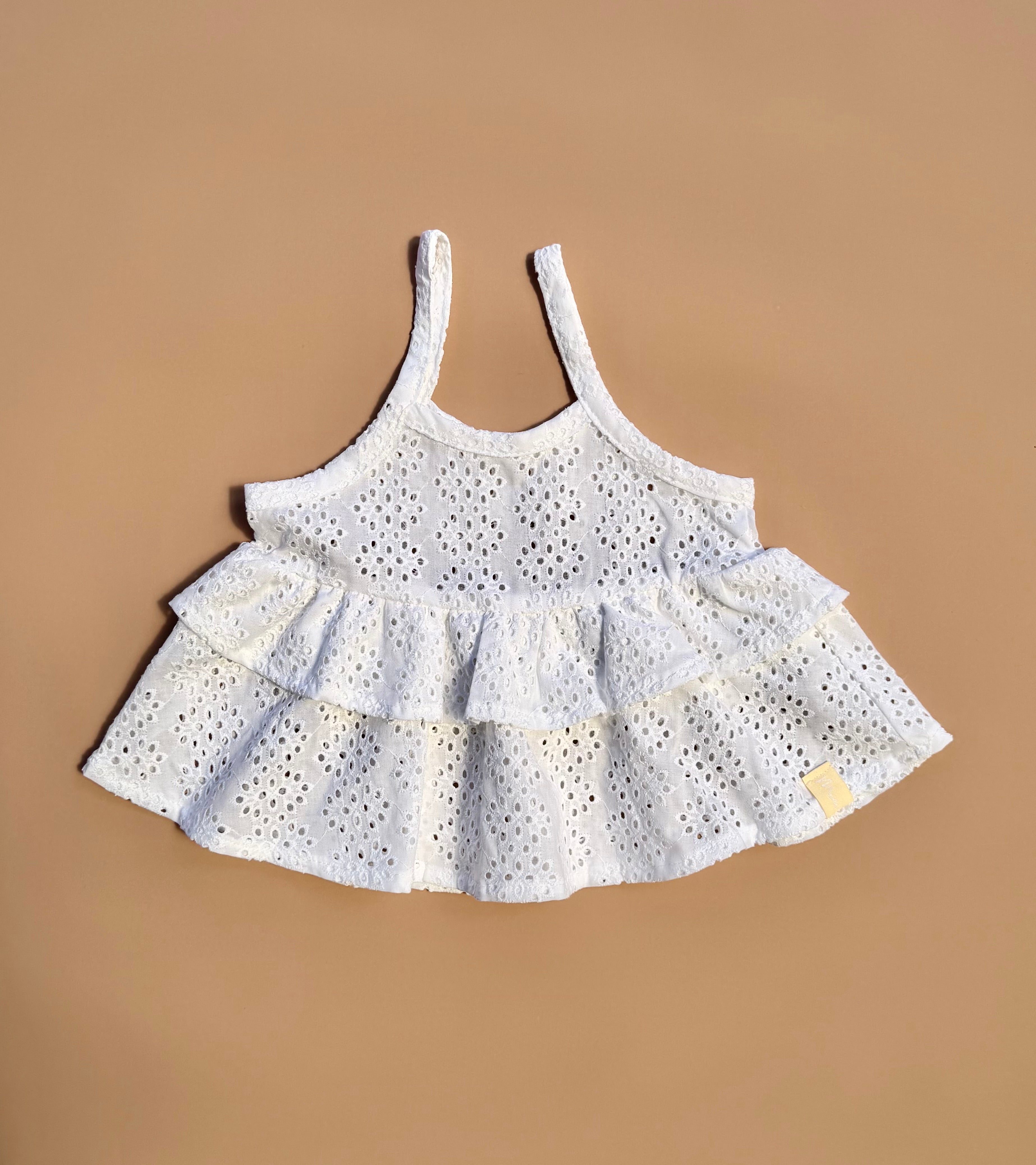 Double Peplum Singlet - White Broderie