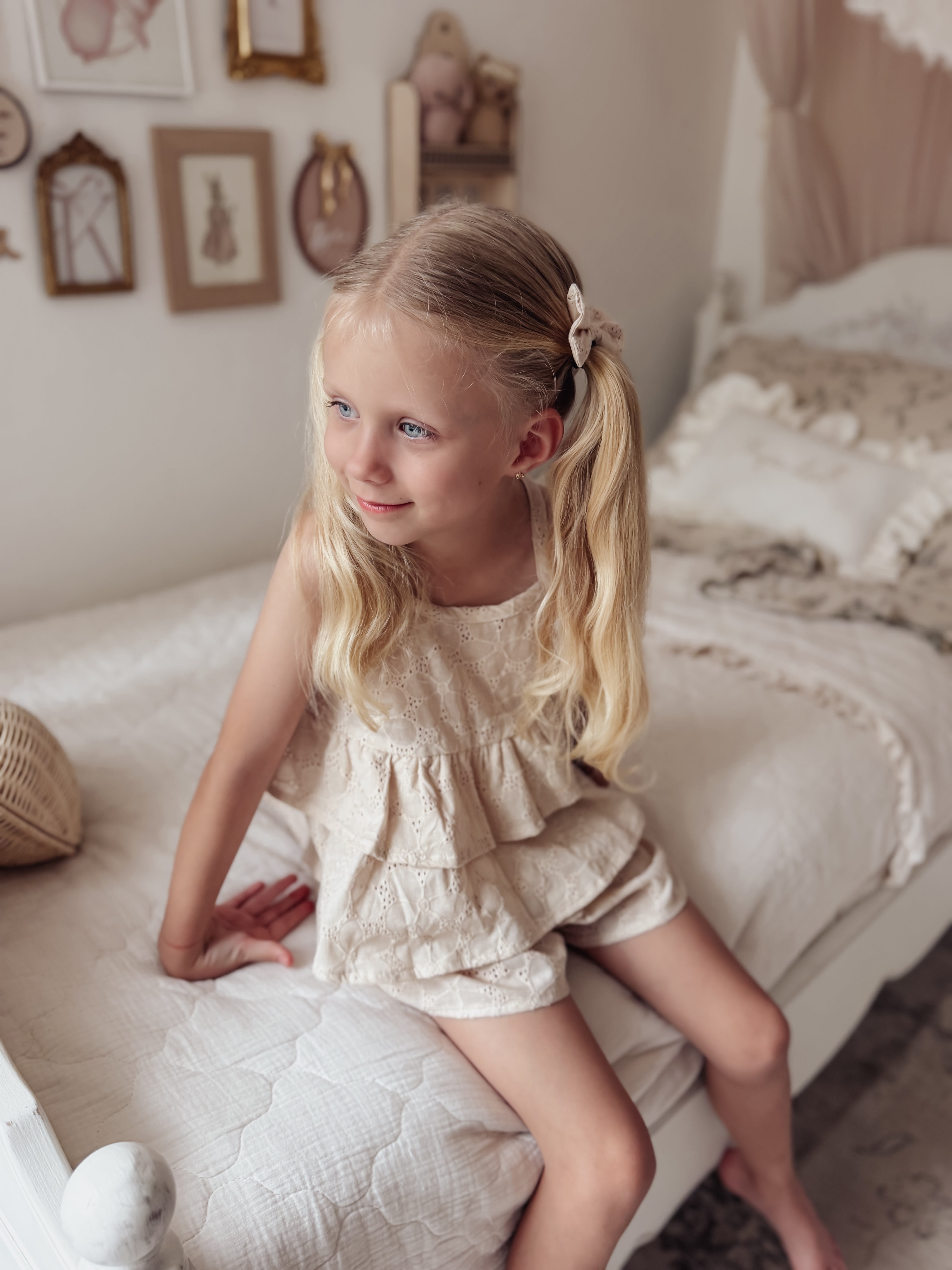 Double Peplum Singlet - Beige Broderie