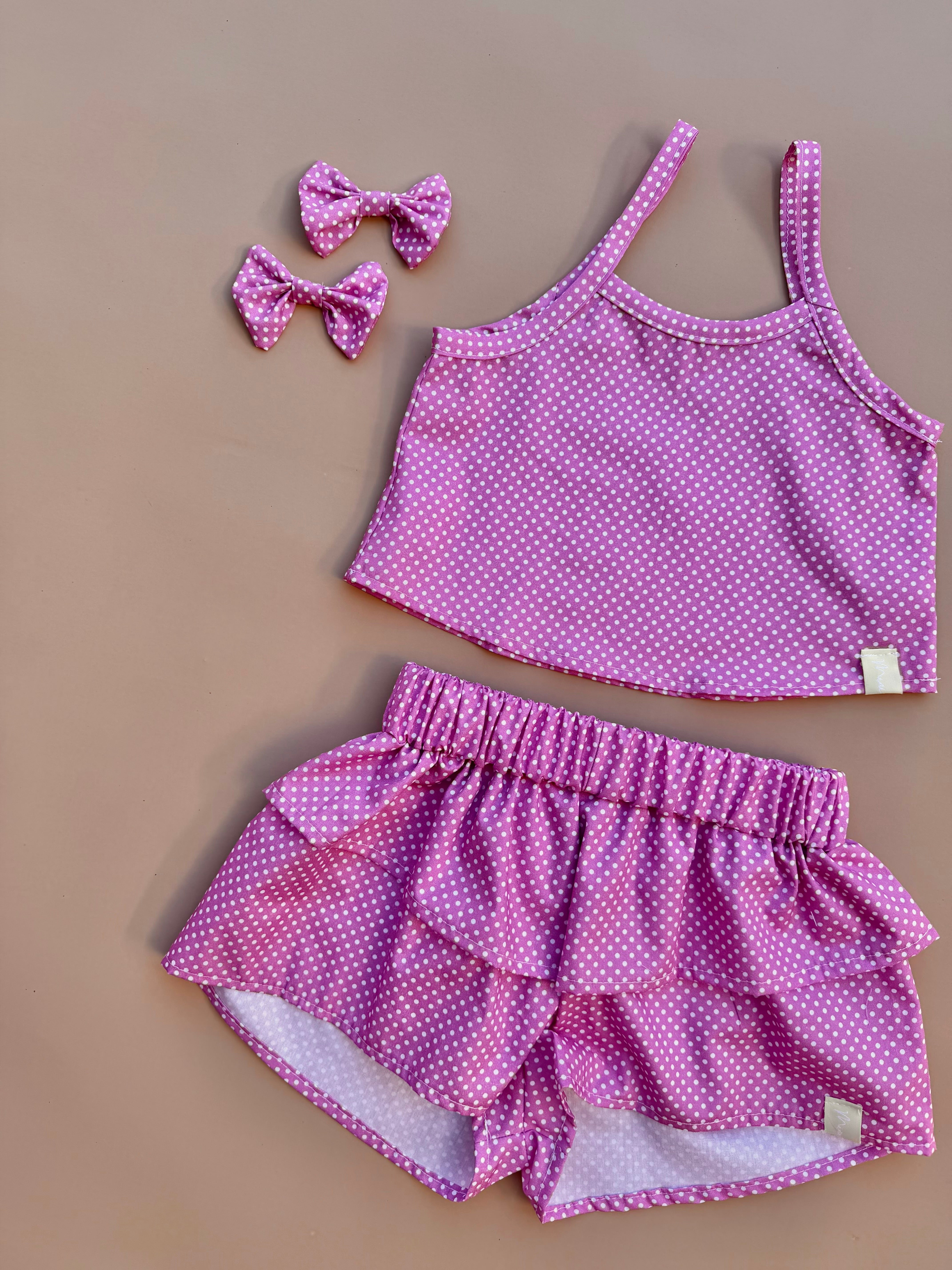 Cropped Cami - Fuchsia Dot