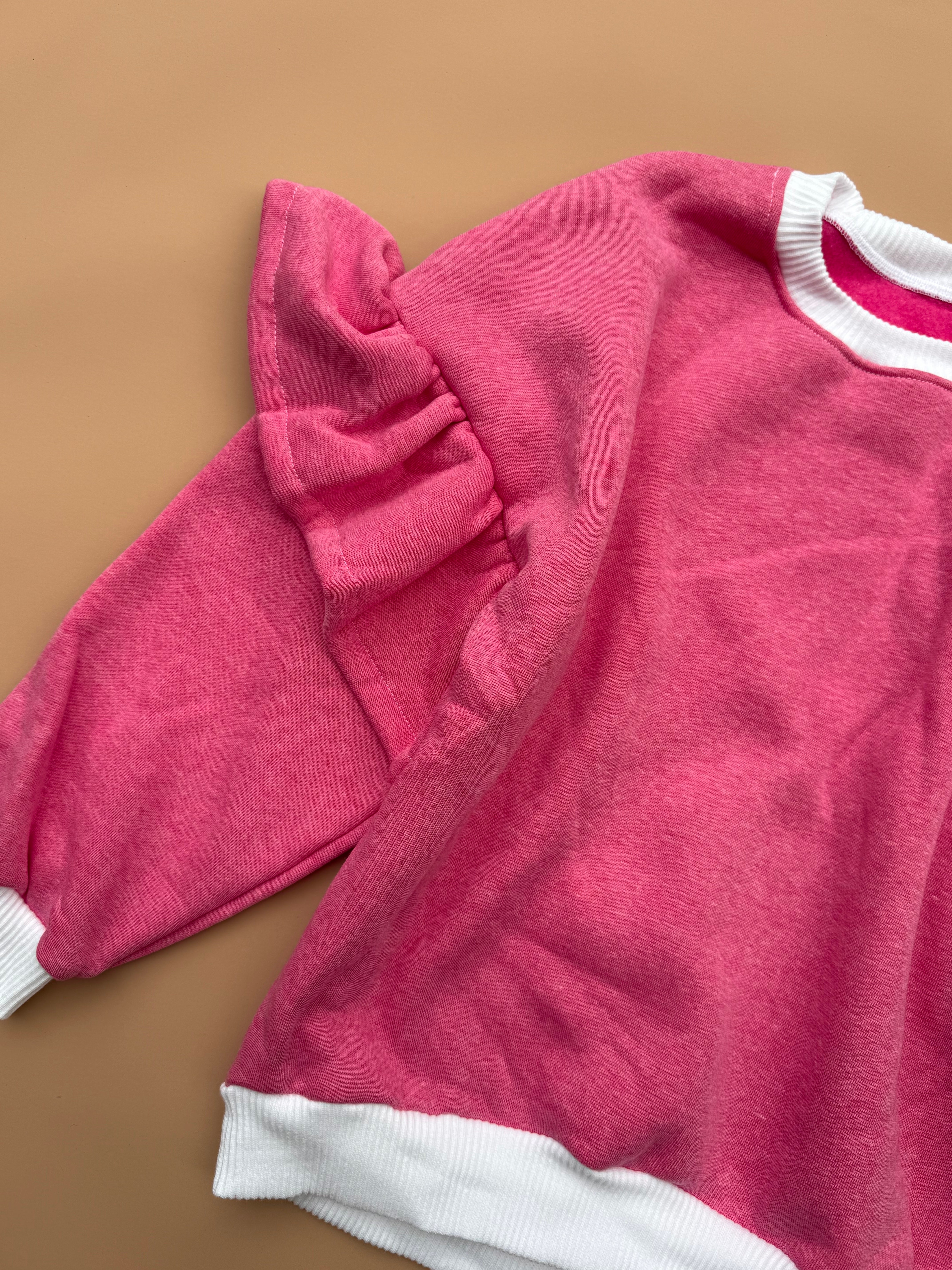 Oversized Frillie Pullover - Hot Pink Marle