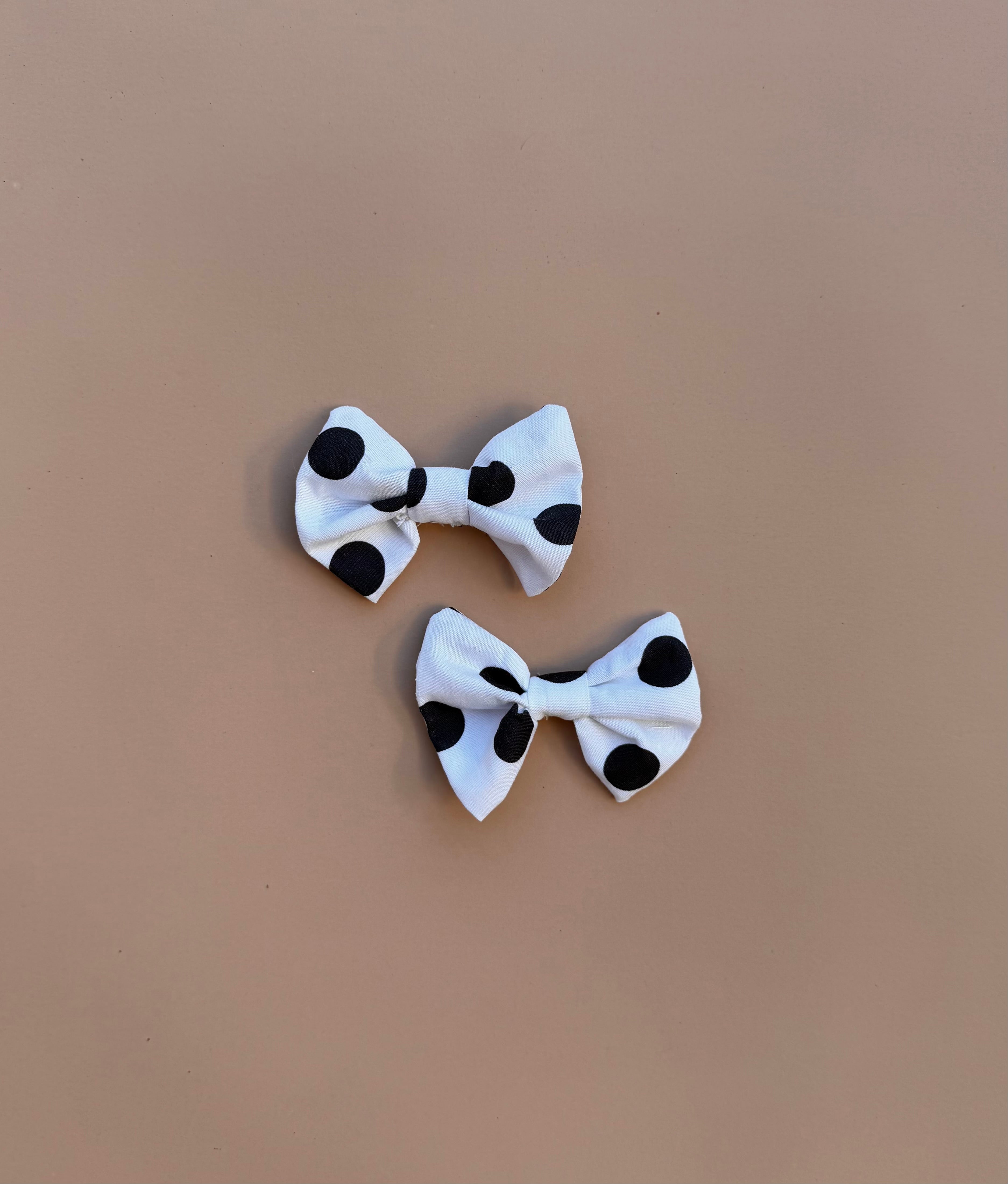 Bow Clip Set - Navy Polka Dot