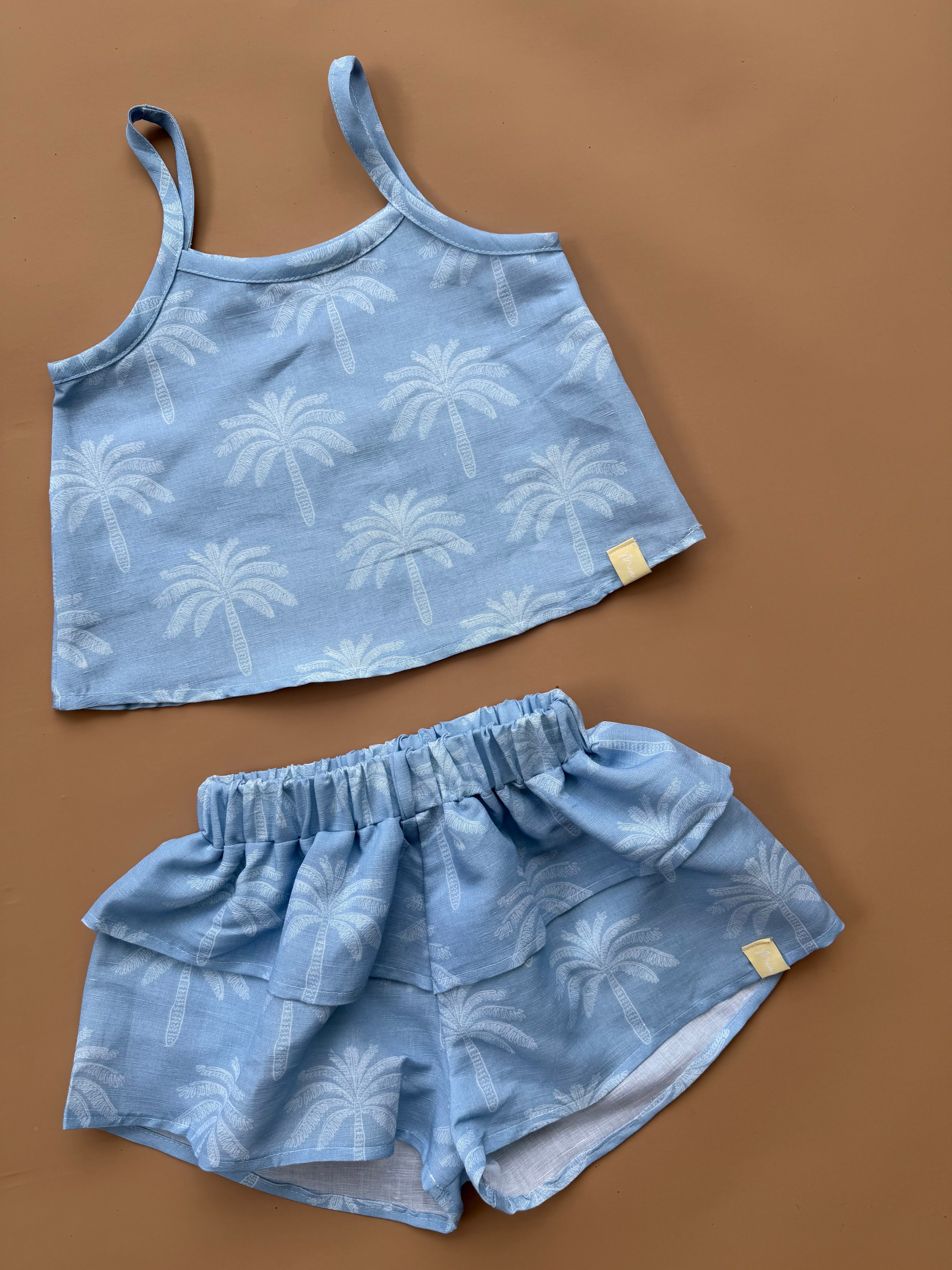 Cropped Cami - Ice Blue Palms