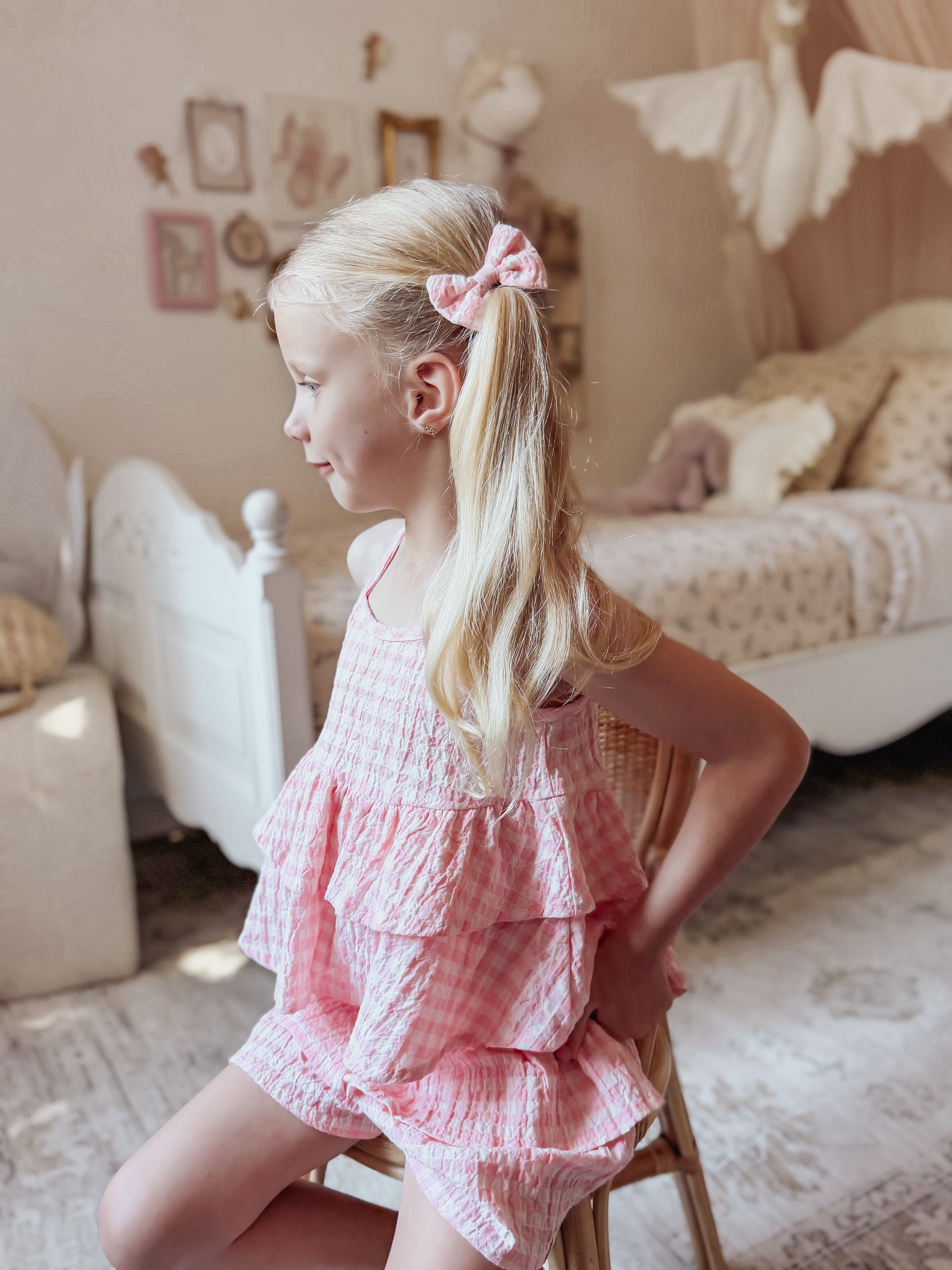 Double Peplum Singlet - Candy Gingham