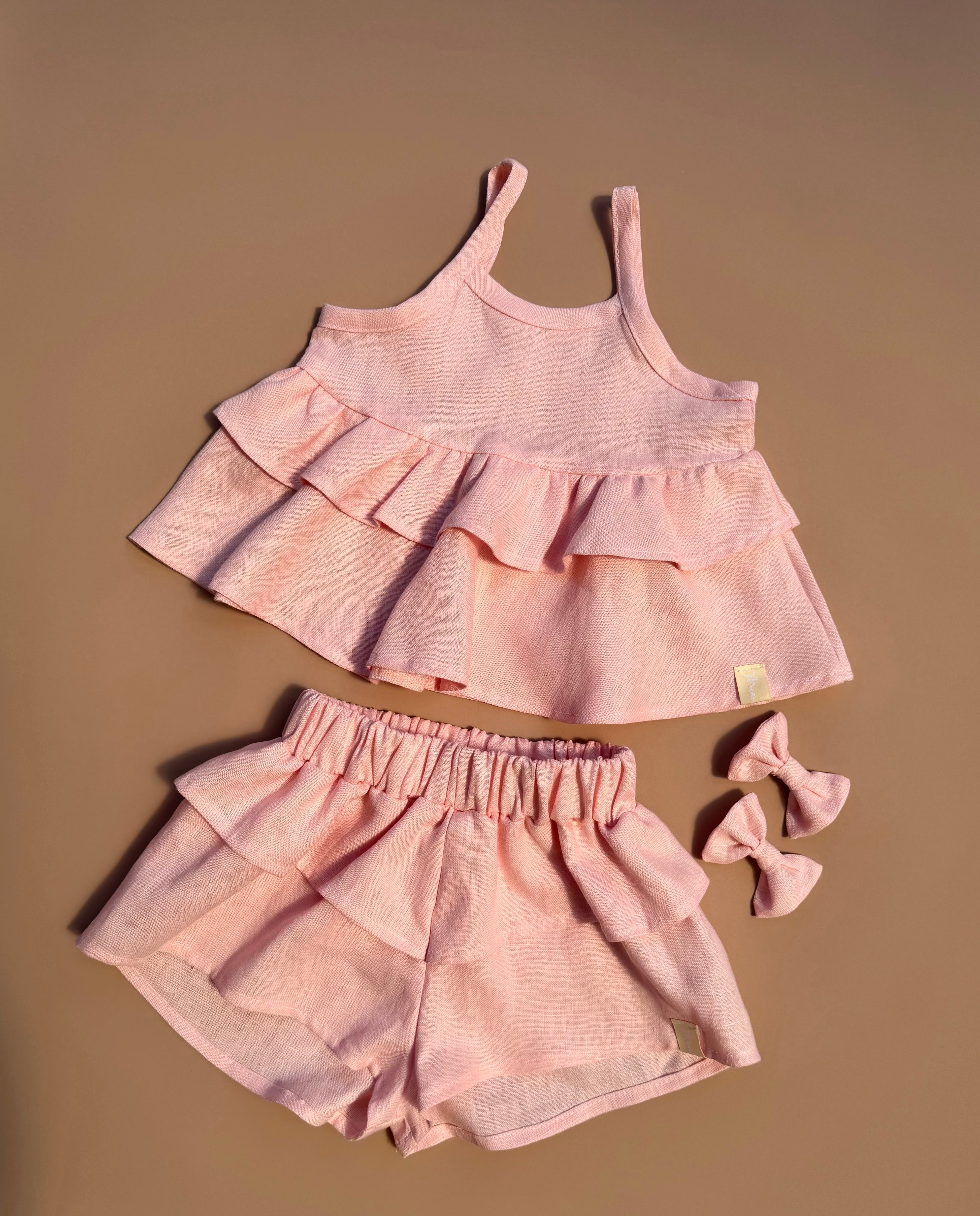 Double Peplum Singlet - Candy Linen