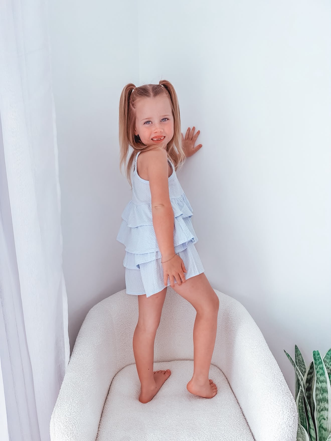 Kendall Shorts - Ice Blue Seersucker