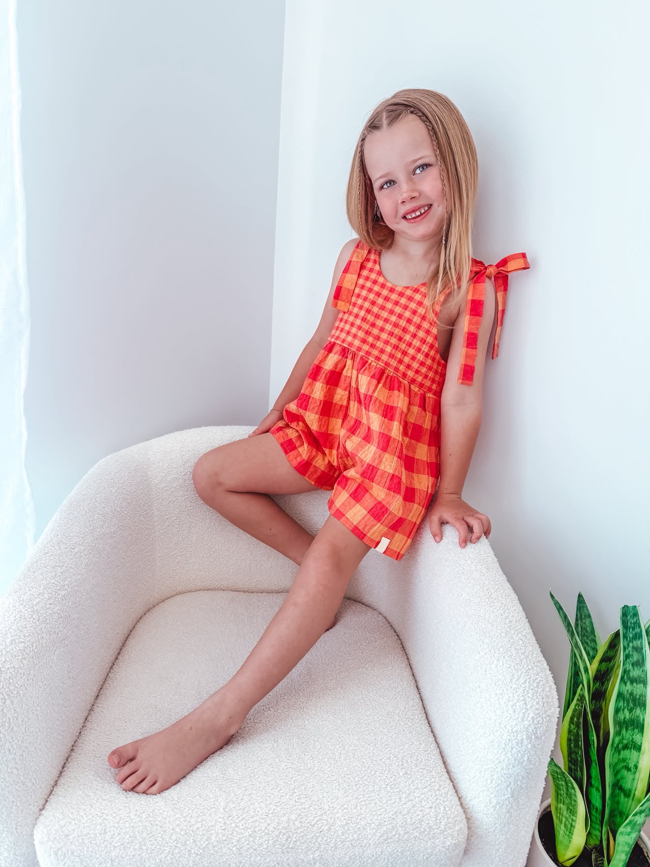 Hallie Playsuit - Melon Crush Gingham