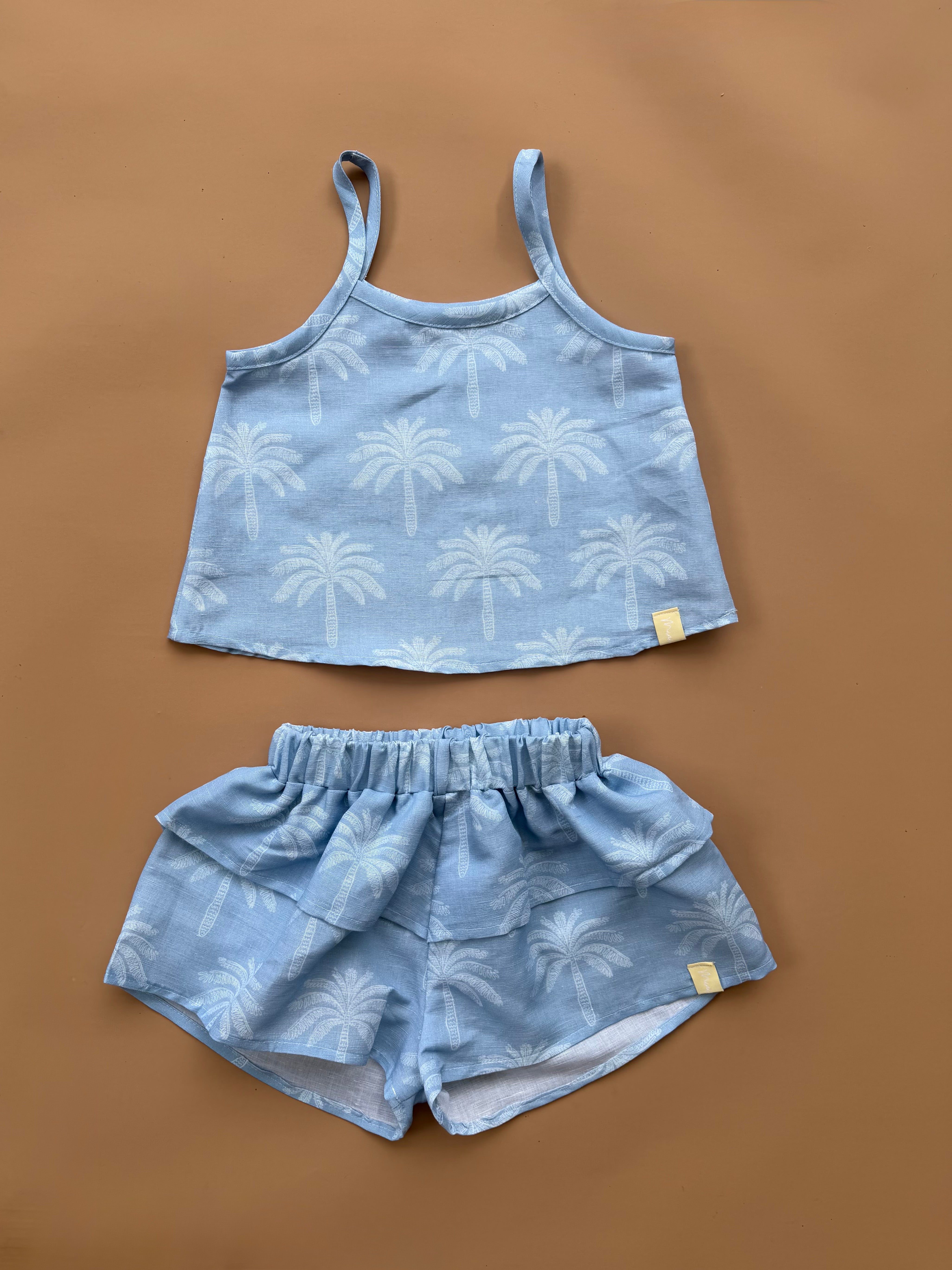 Kendall Shorts -  Ice Blue Palms