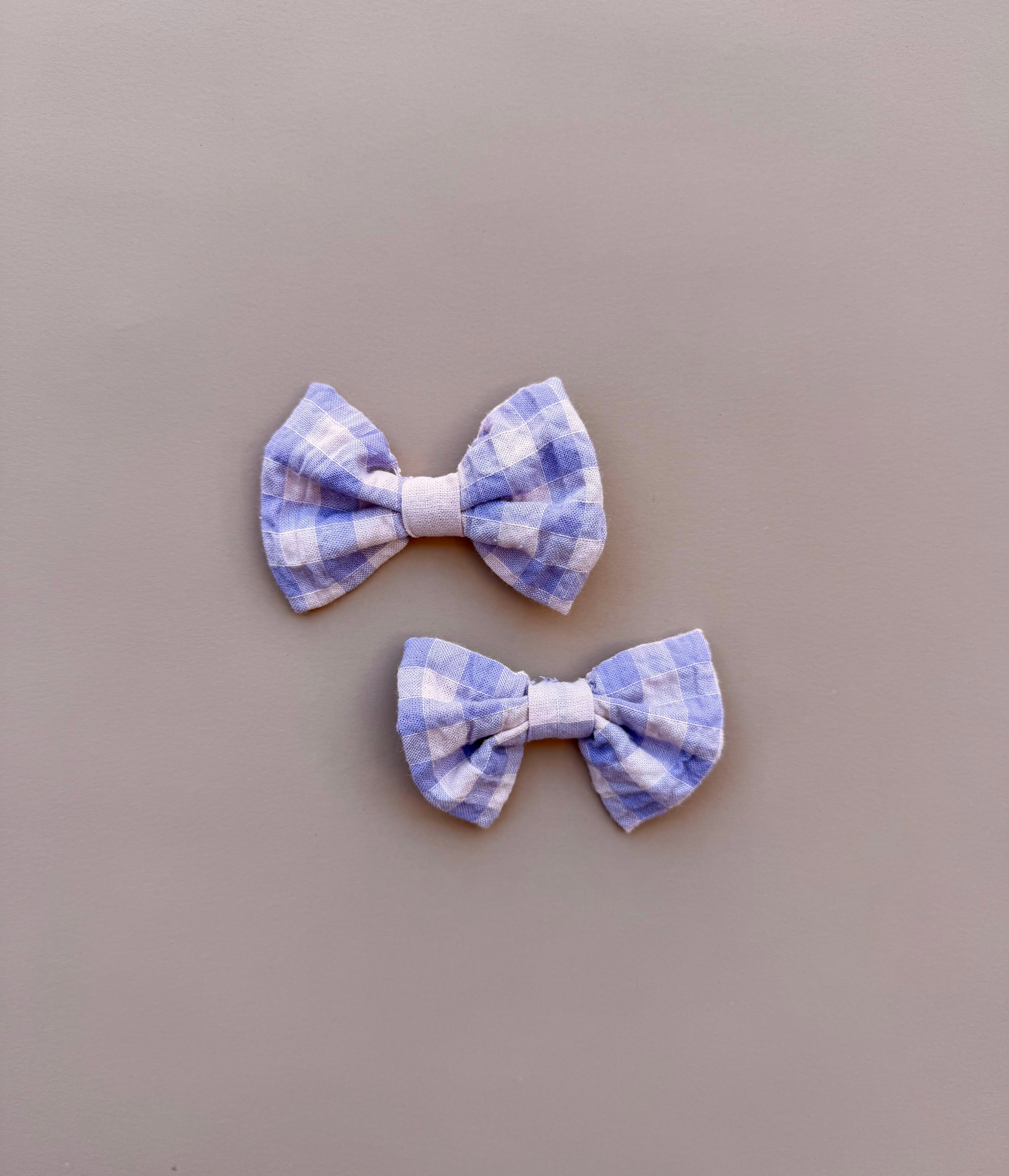 Bow Clip Set - Pink & Purple Gingham