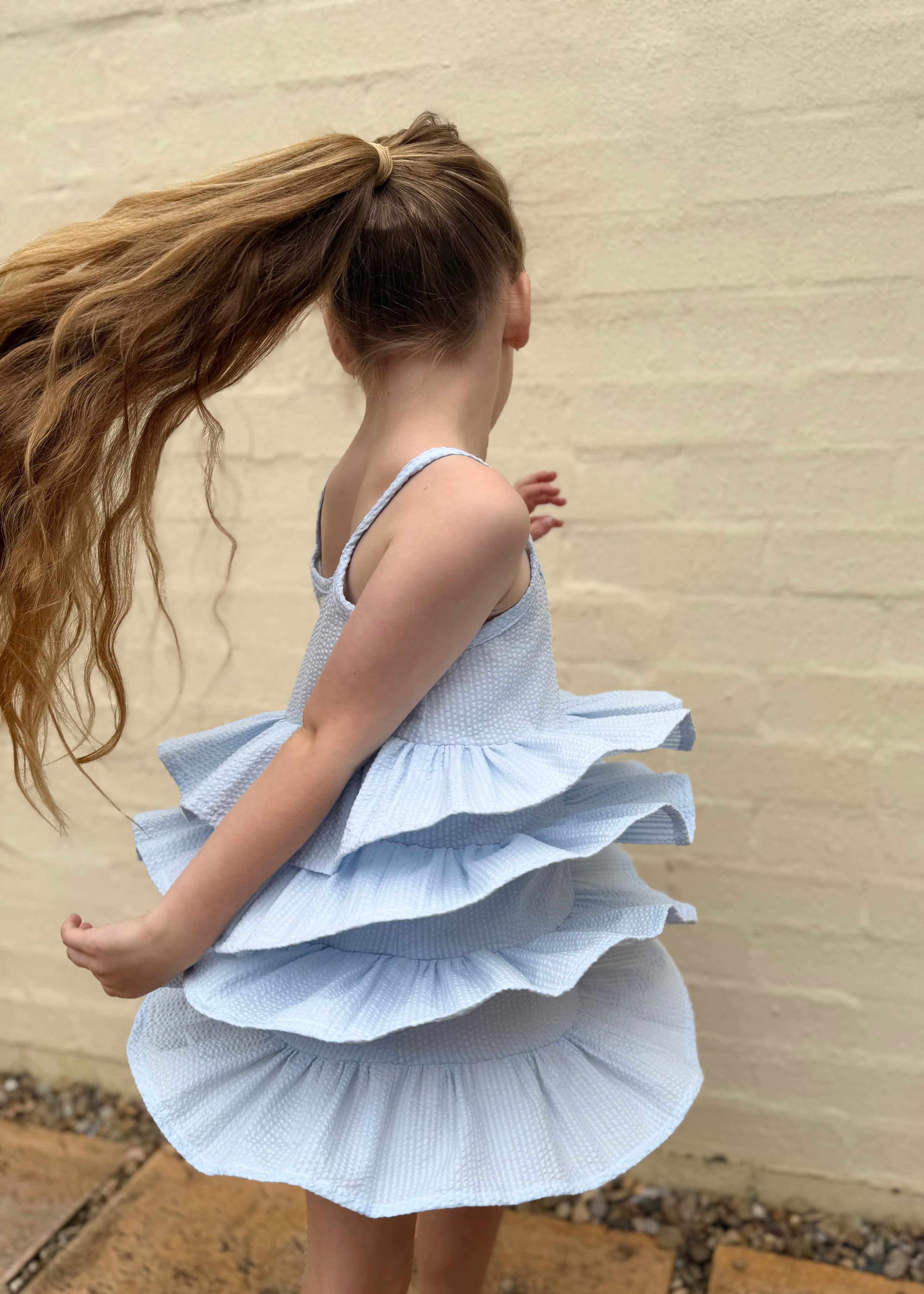 RaRa Dress - Ice Blue Seersucker