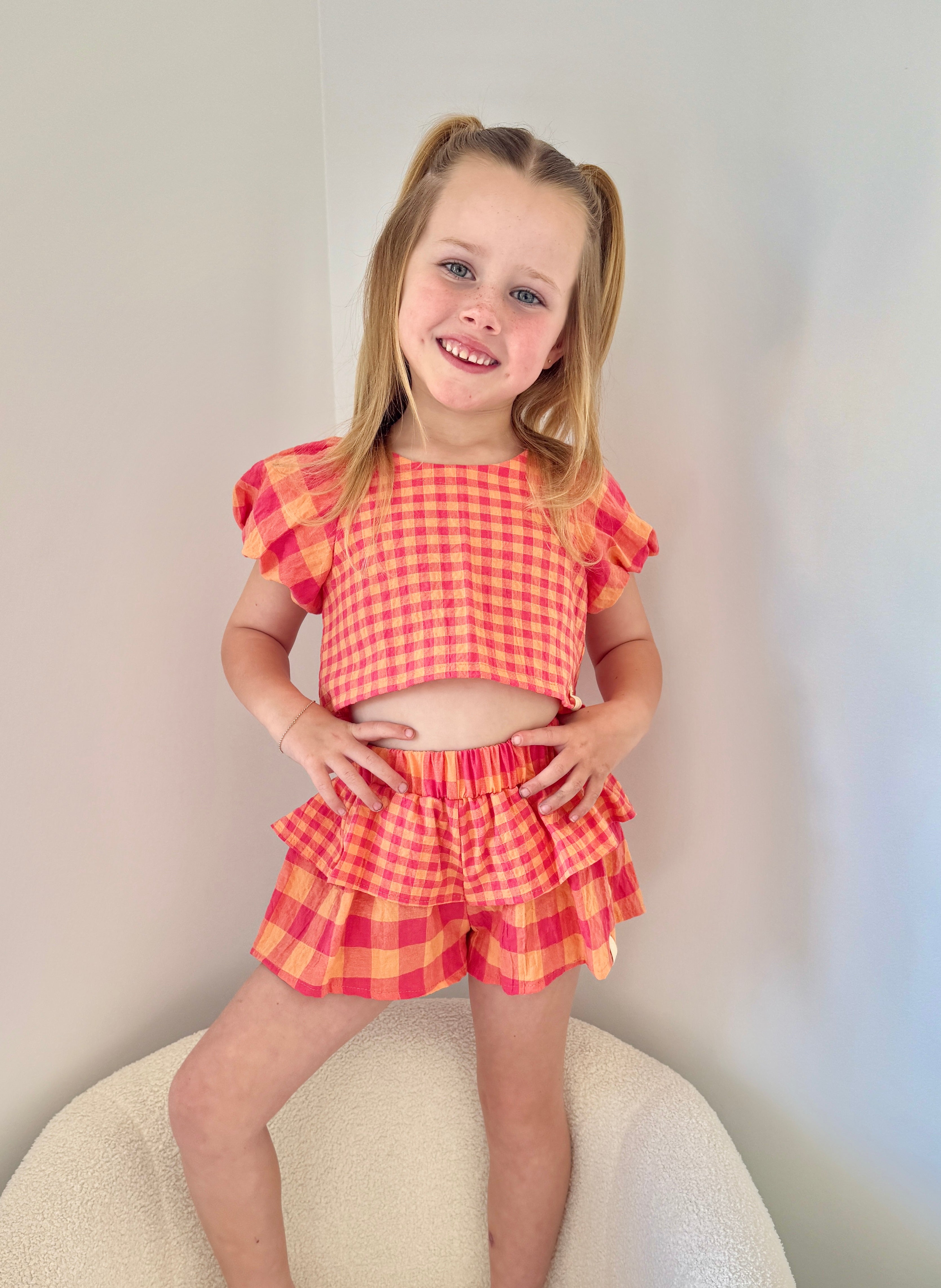 Kendall Shorts - Melon Crush Gingham