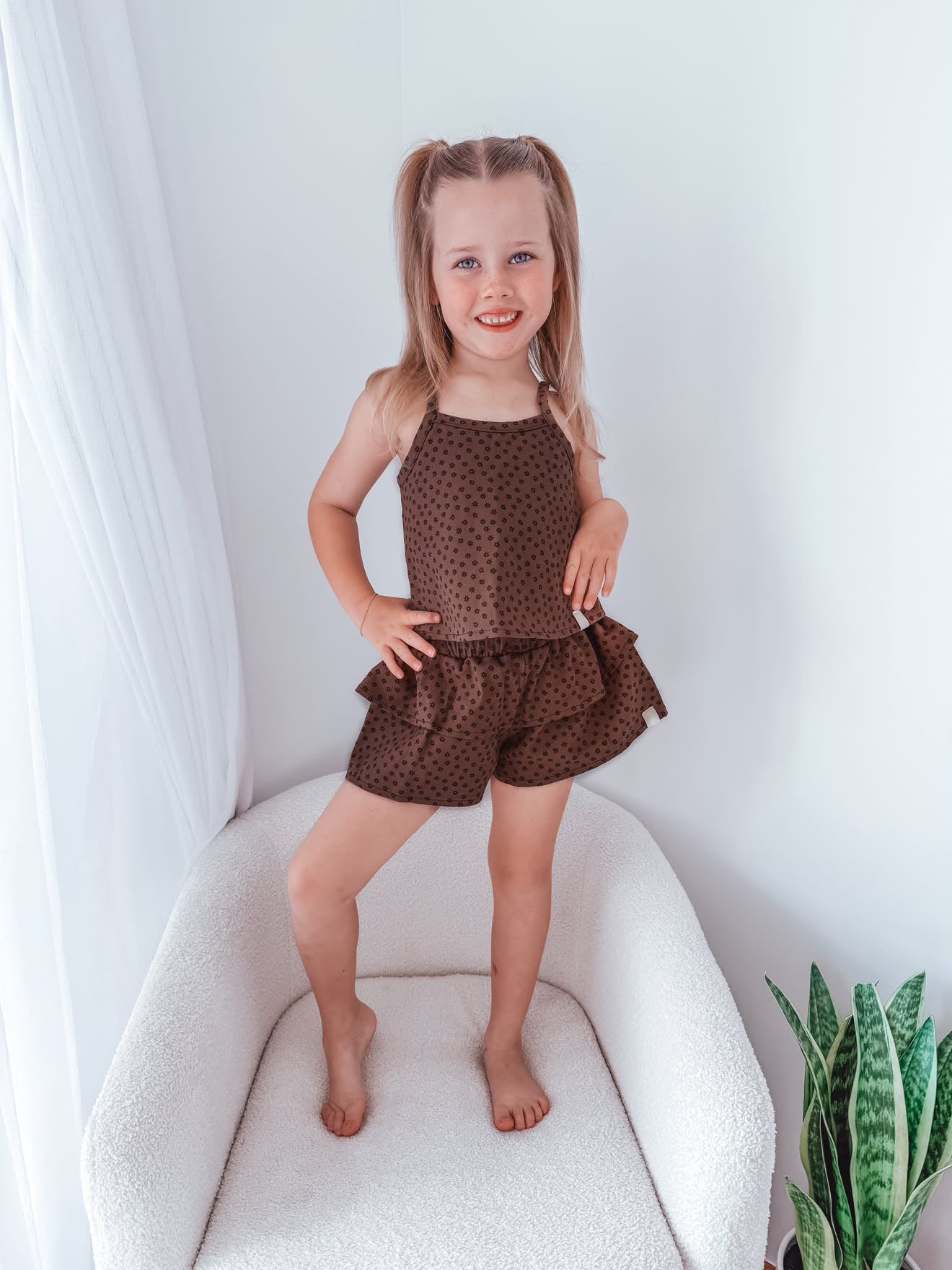 Cropped Cami - Chocolate Floral