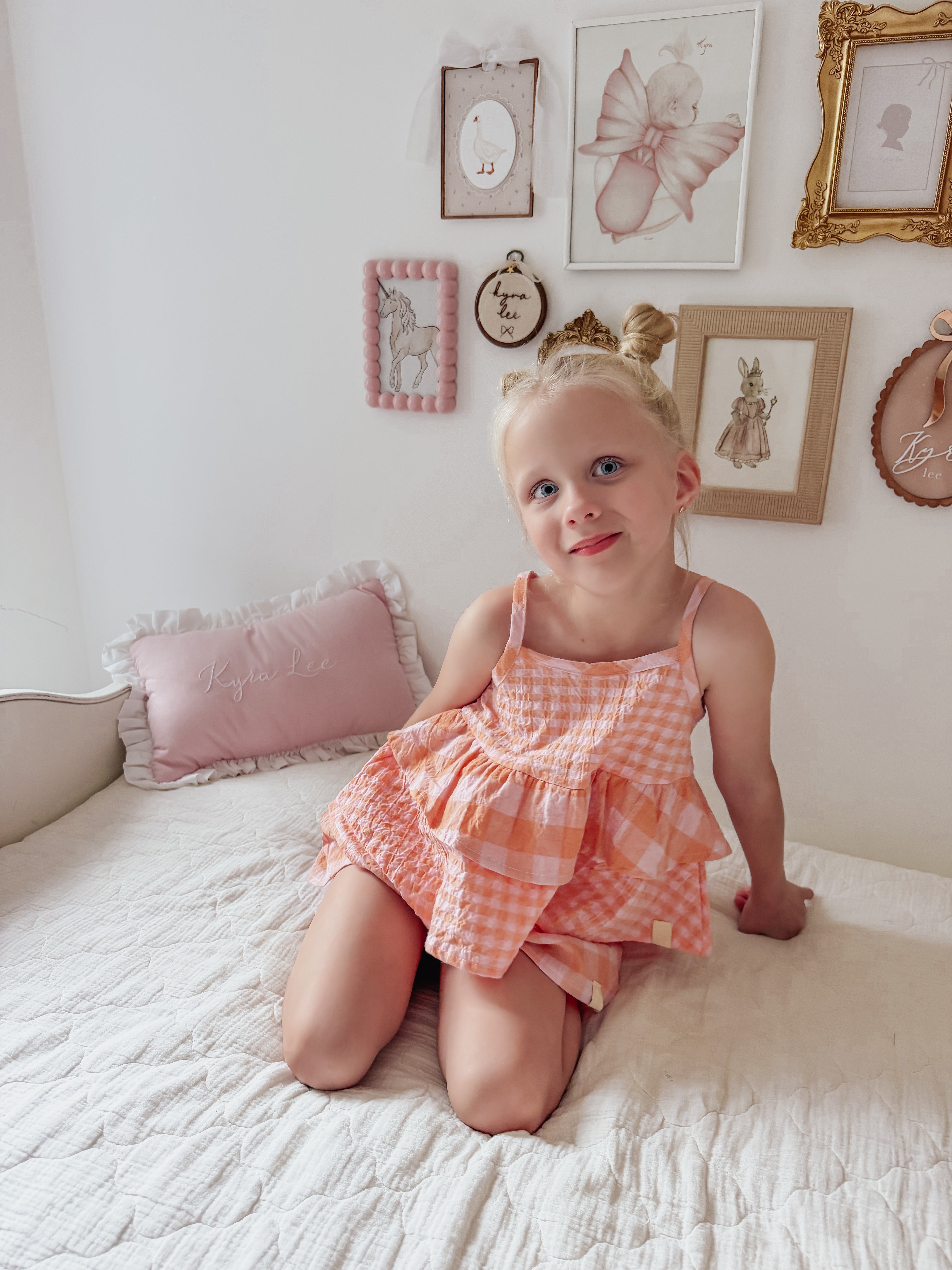 Double Peplum Singlet - Pink & Orange Gingham