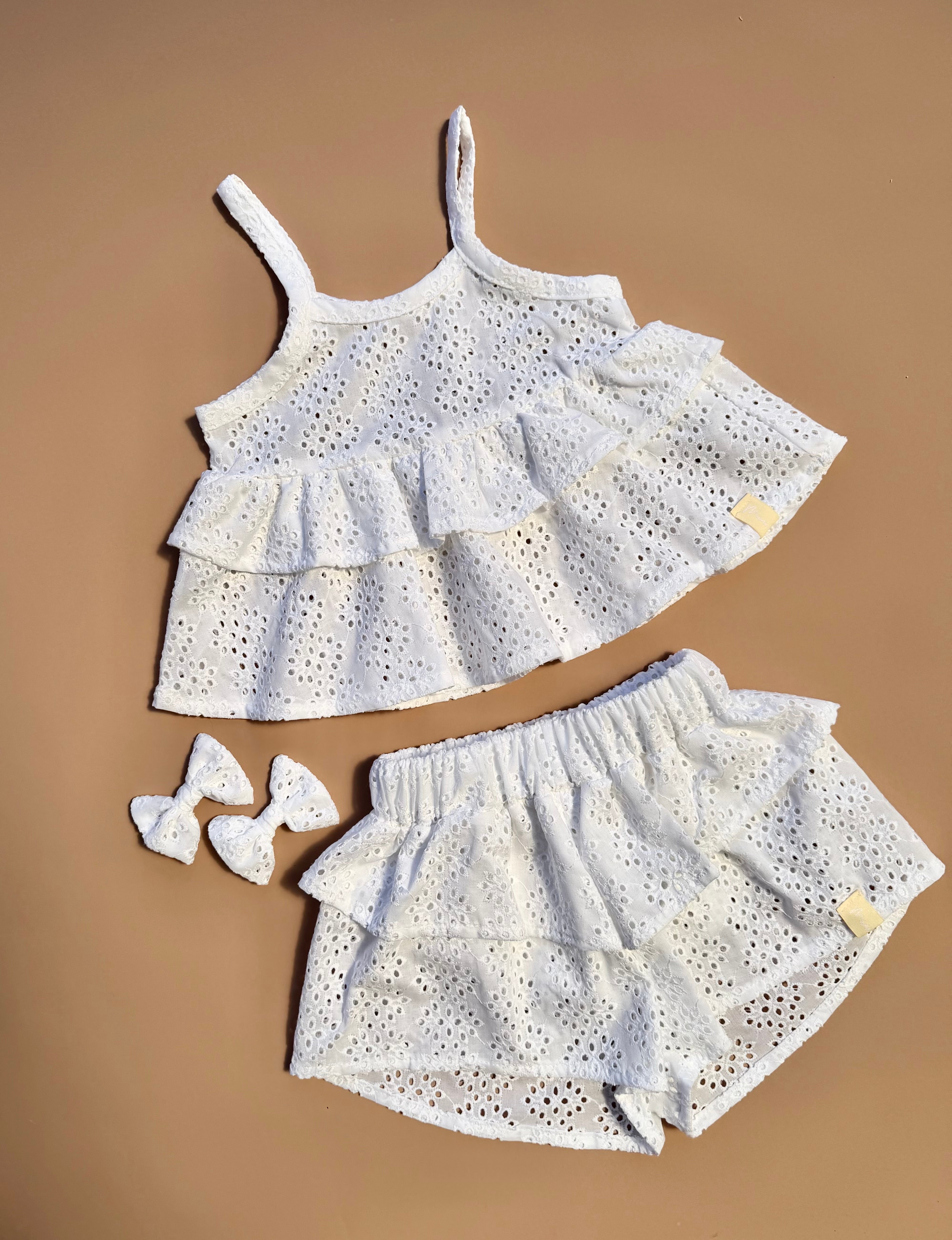 Double Peplum Singlet - White Broderie