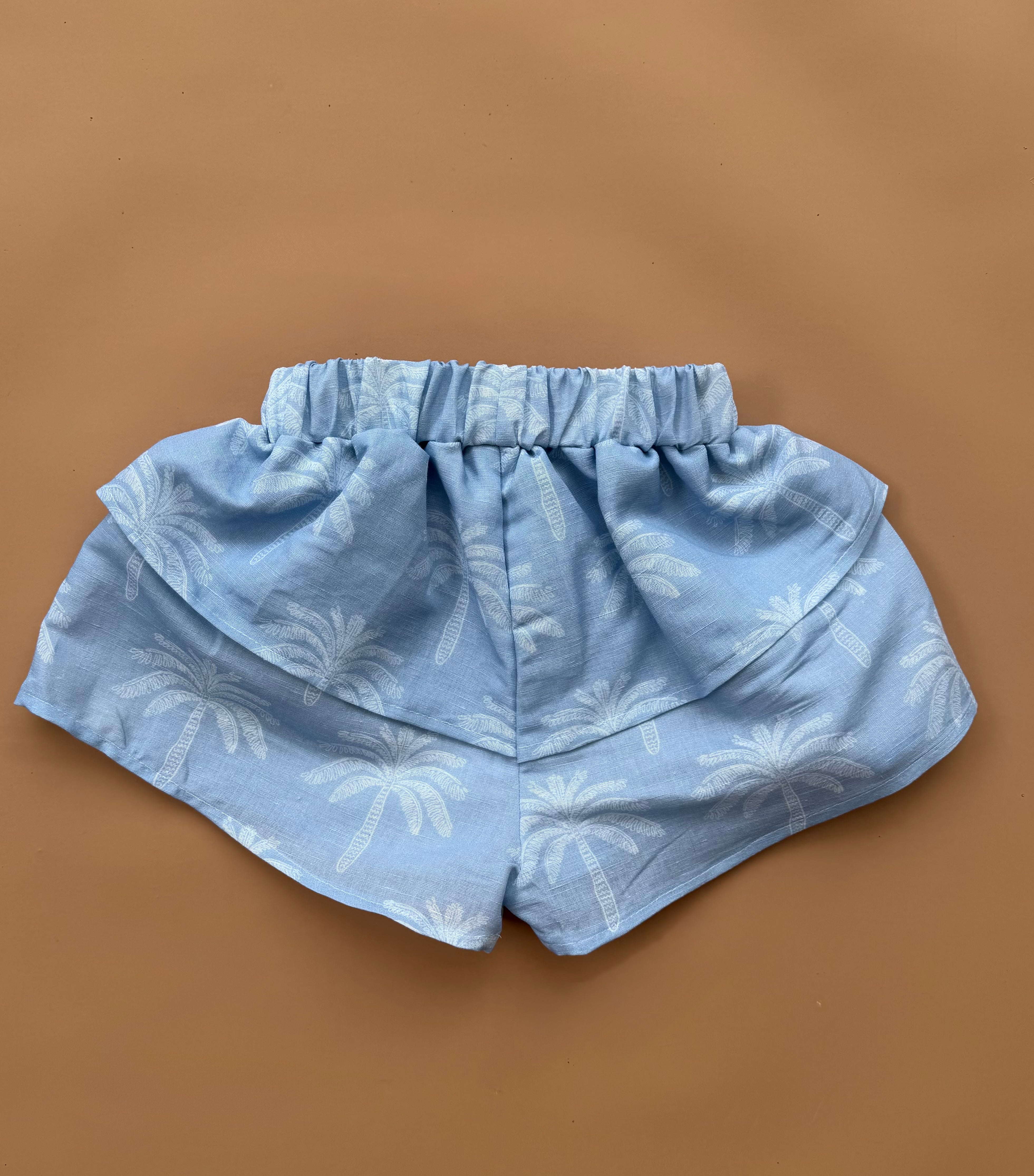 Kendall Shorts -  Ice Blue Palms