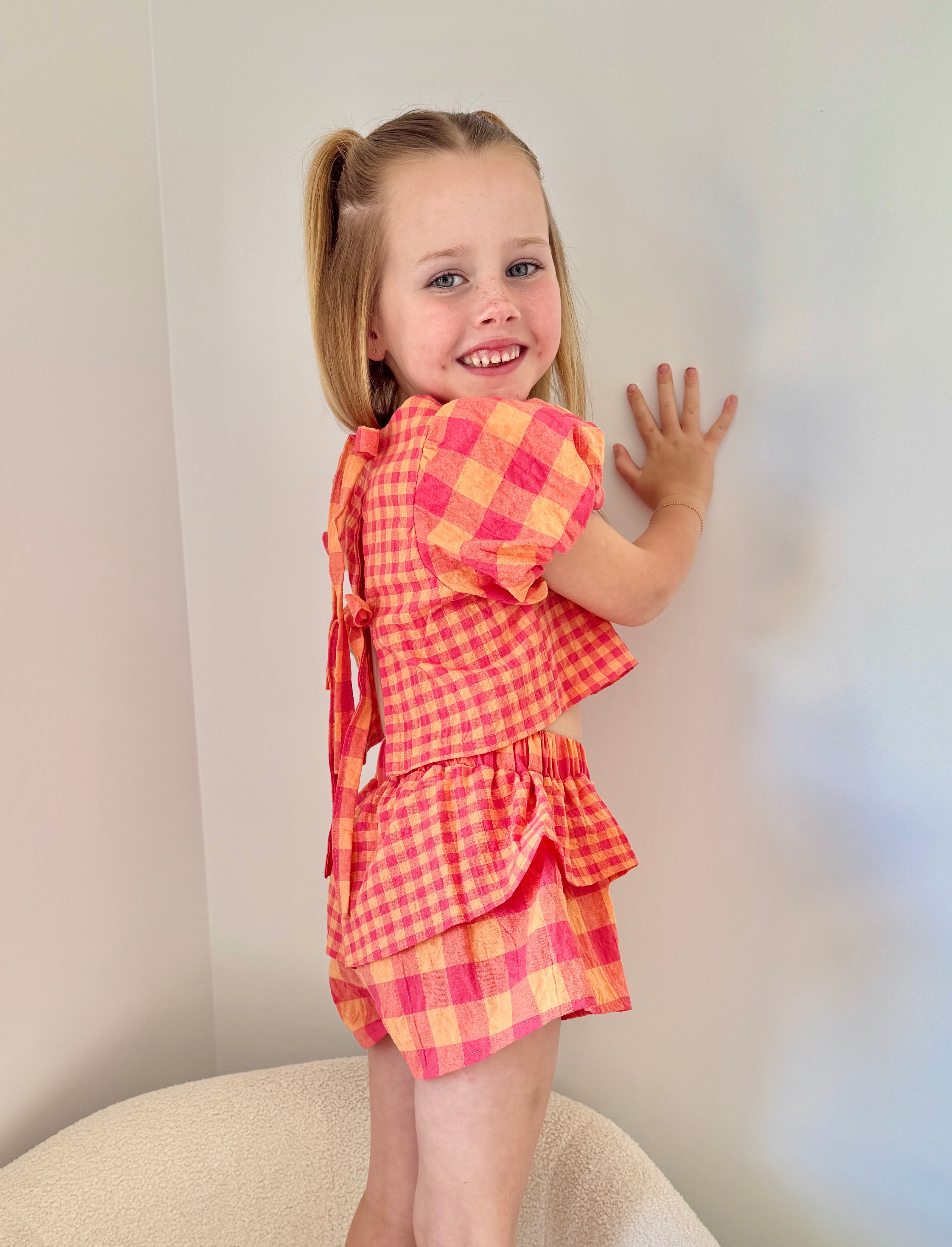 Elora Top - Melon Crush Gingham