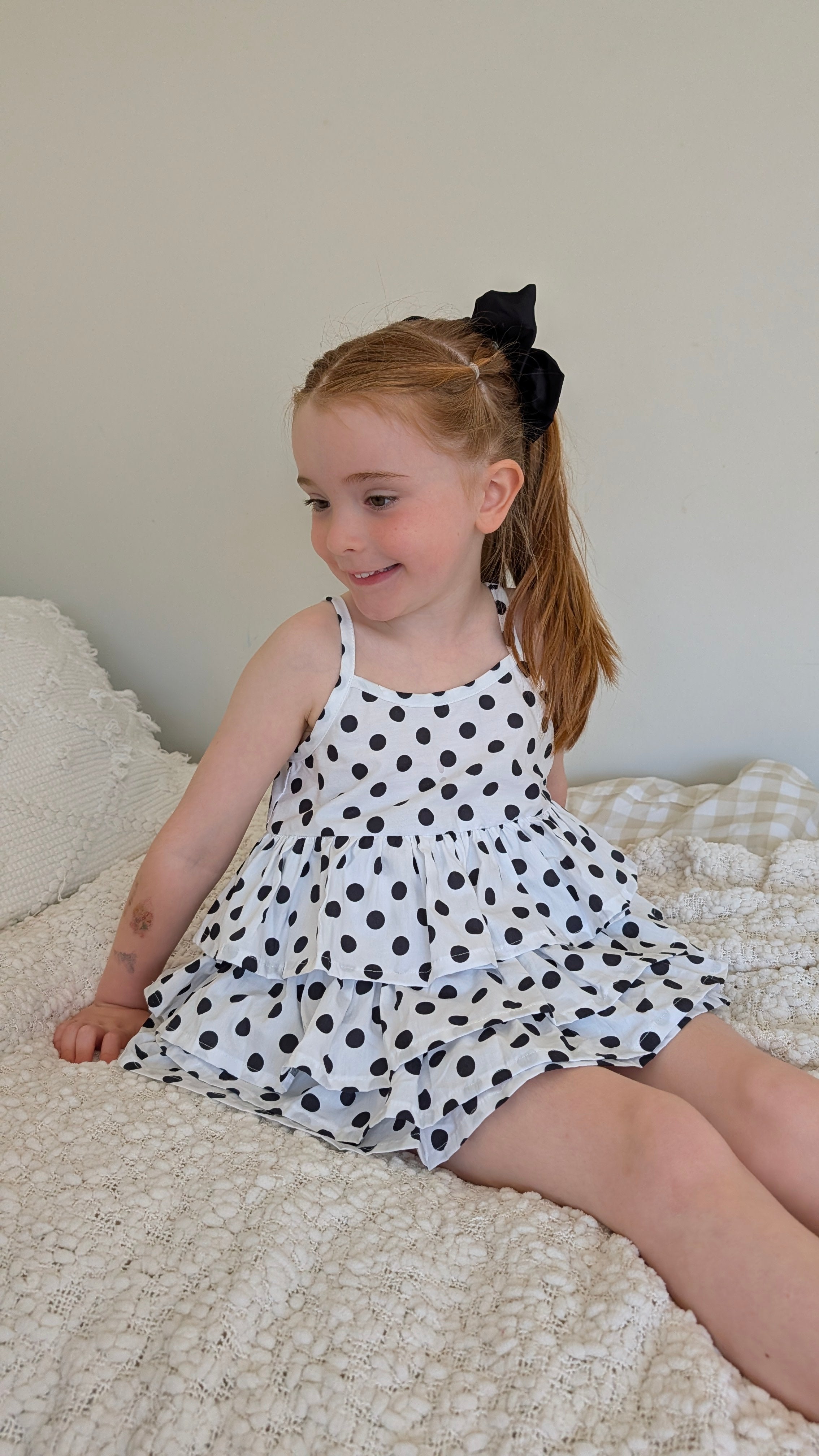 RaRa Dress - Navy Polka Dot