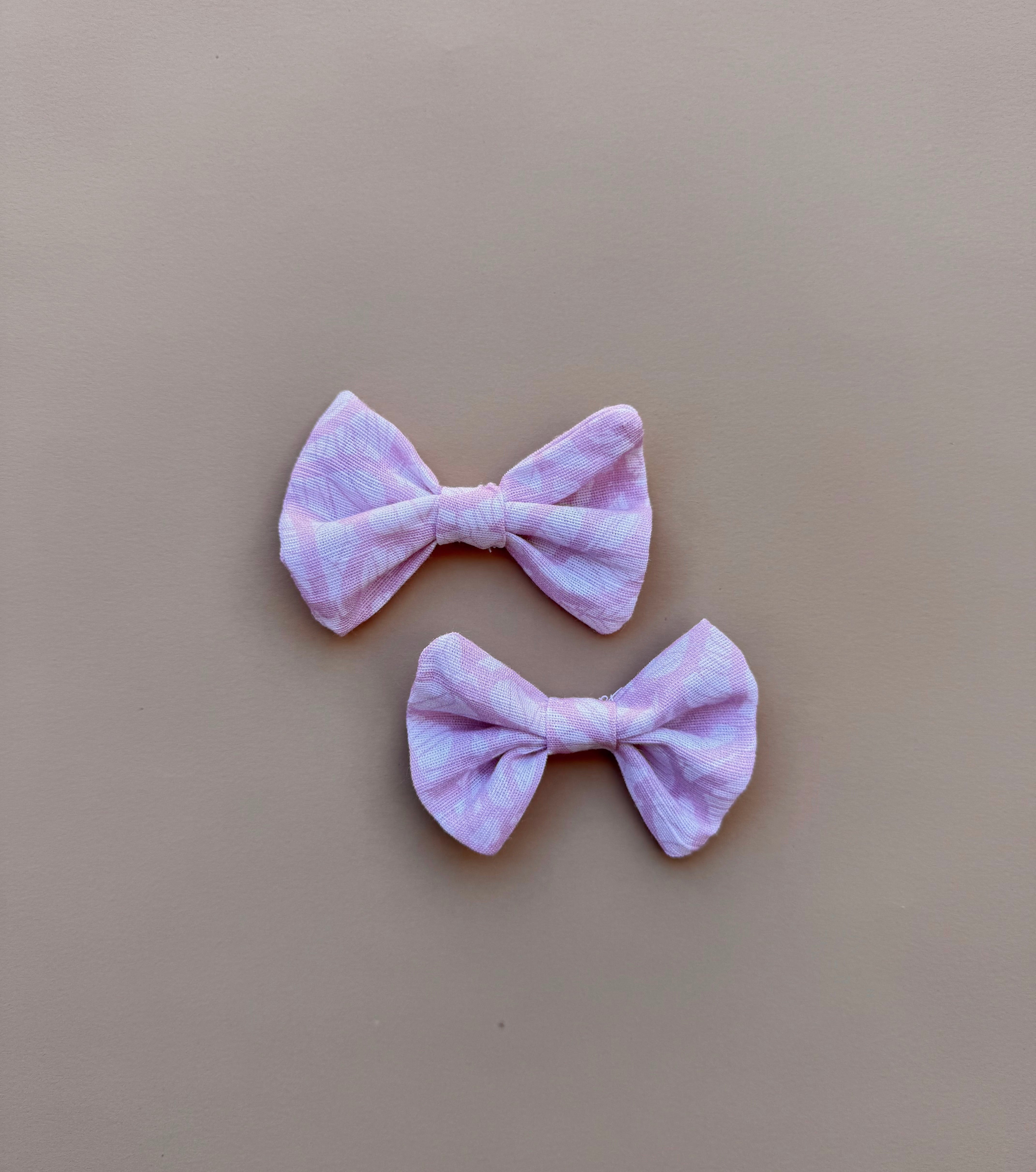 Bow Clip Set - Pink Paisley