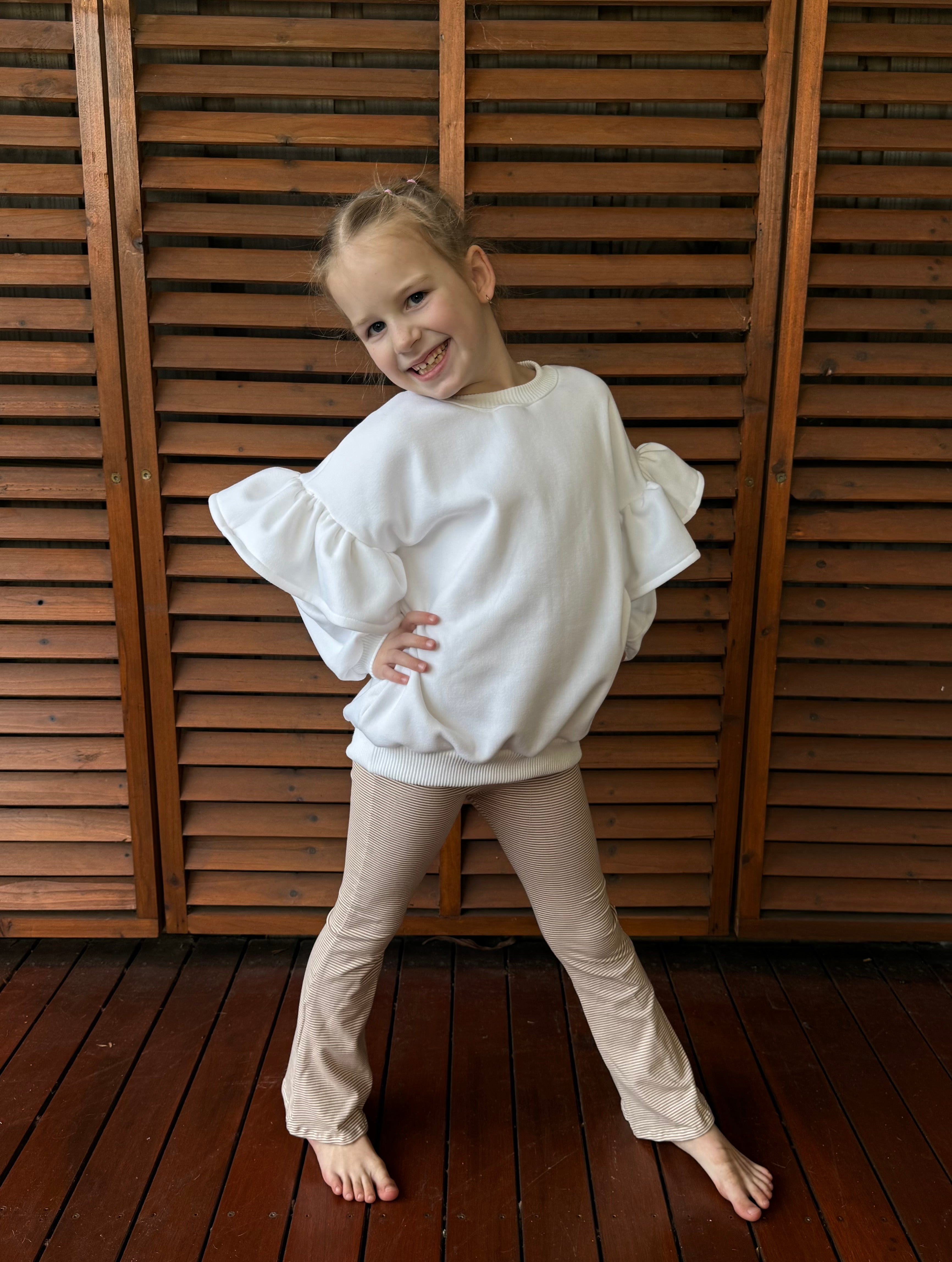 Flare Leggings - Praline Stripe