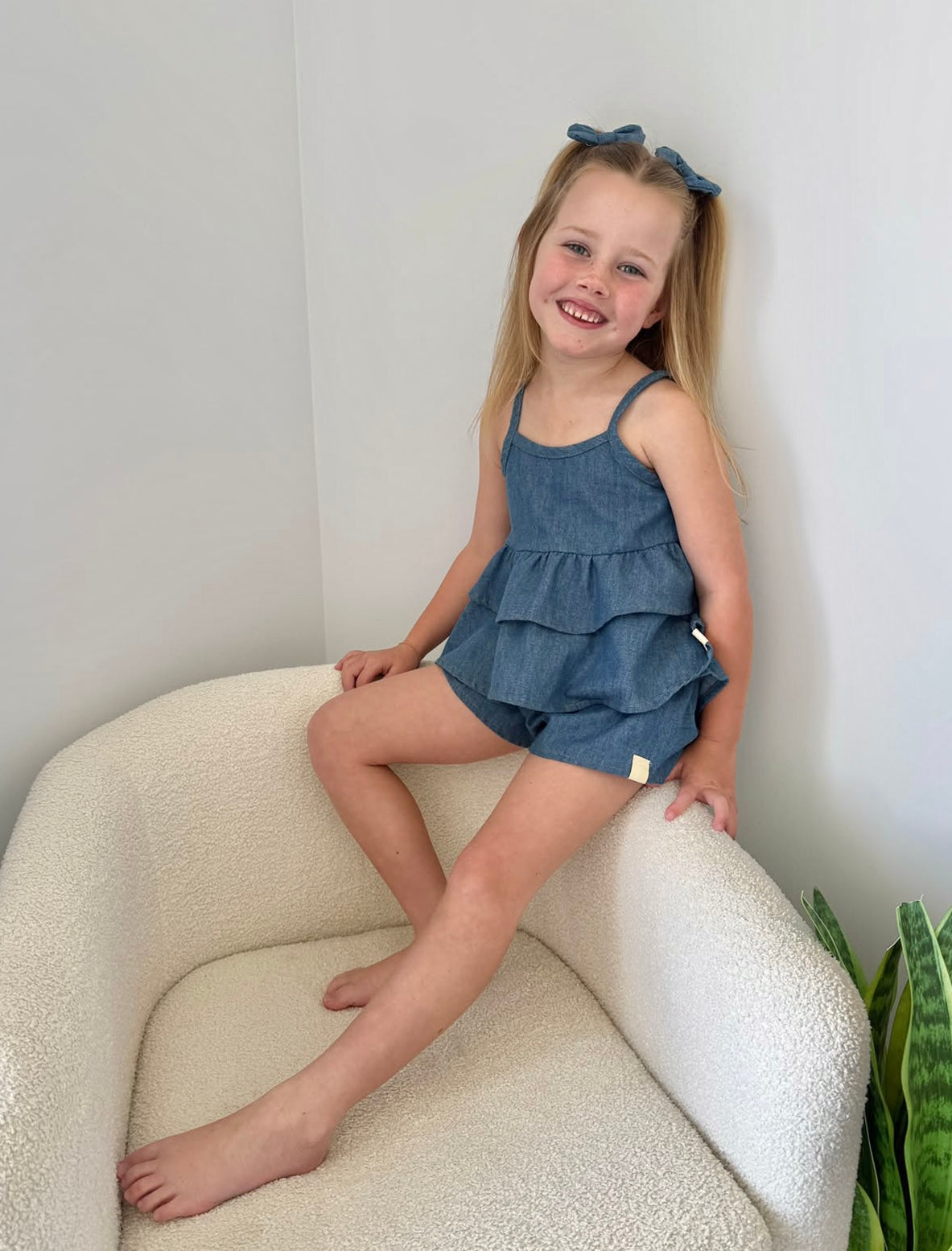 Double Peplum Singlet - Denim