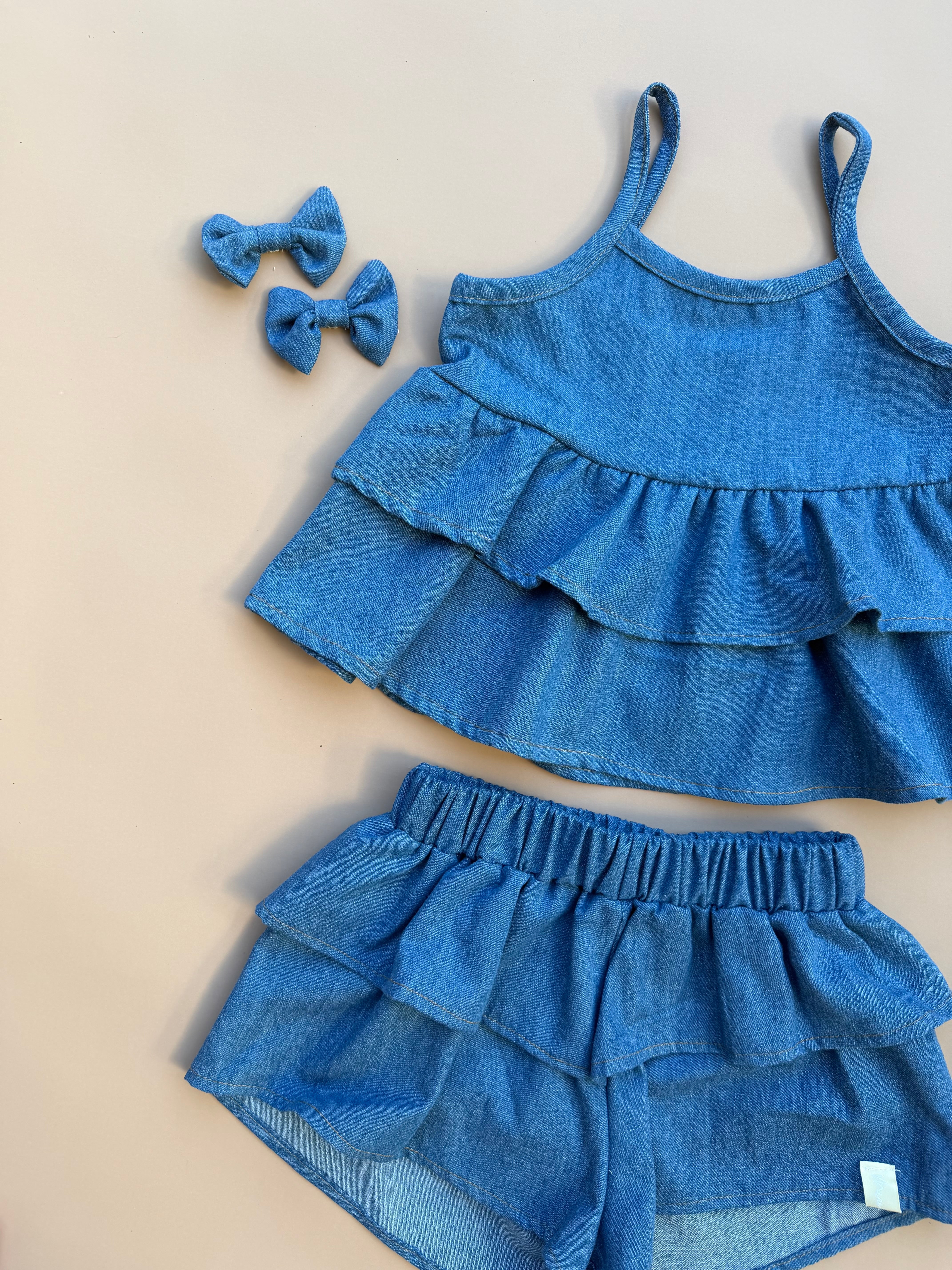 Double Peplum Singlet - Denim