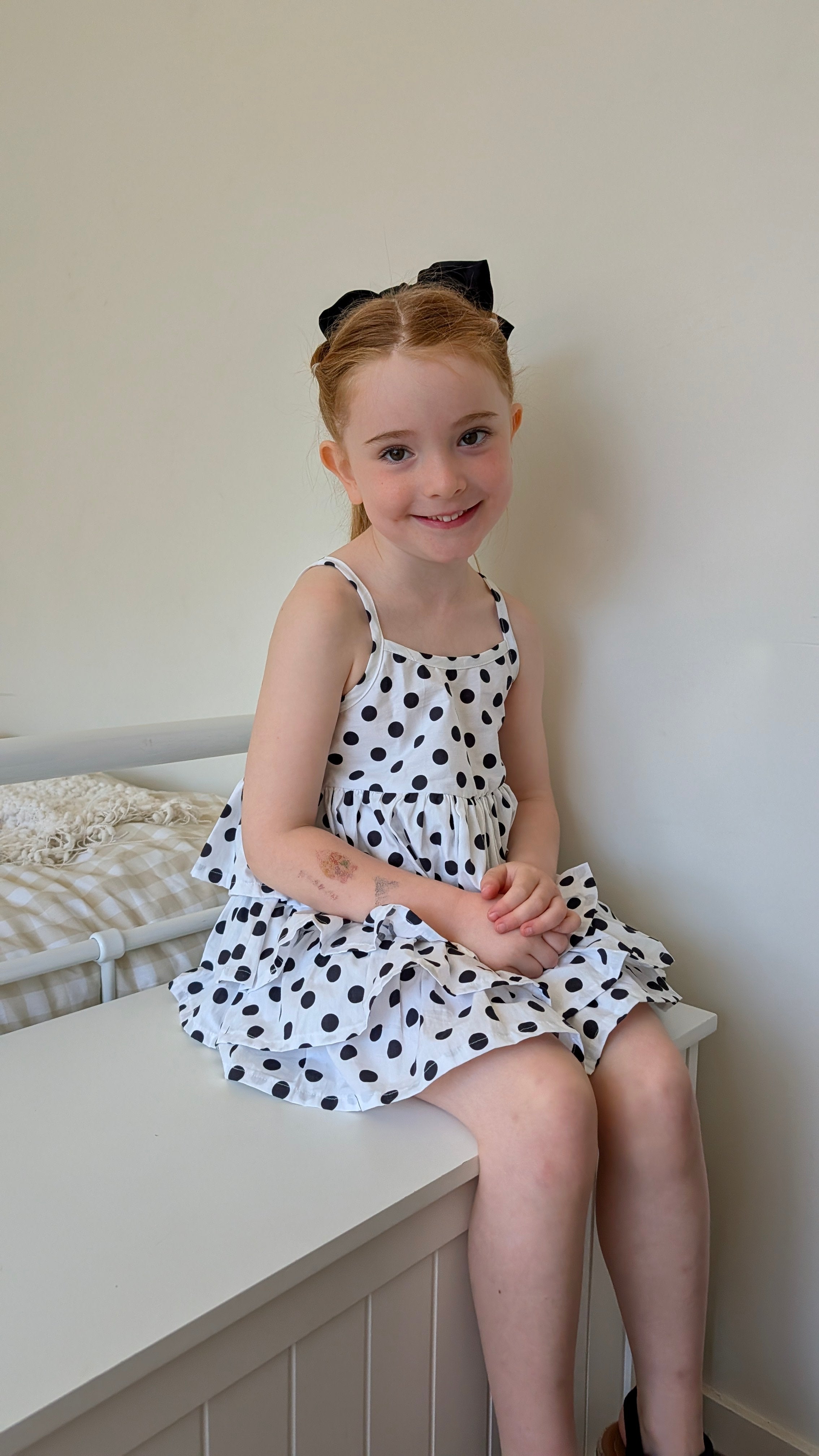 RaRa Dress - Navy Polka Dot