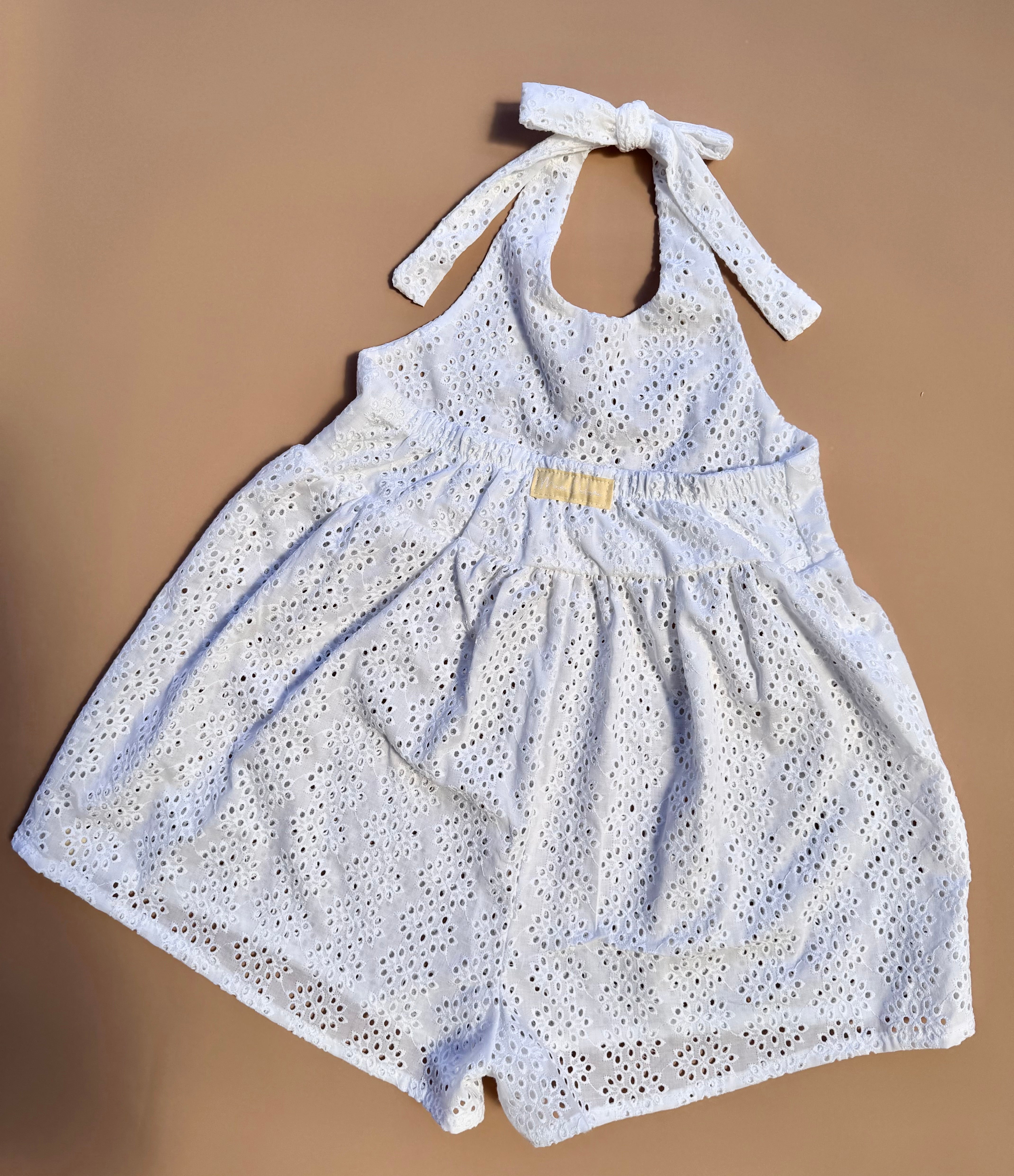 Halter Playsuit - White Broderie