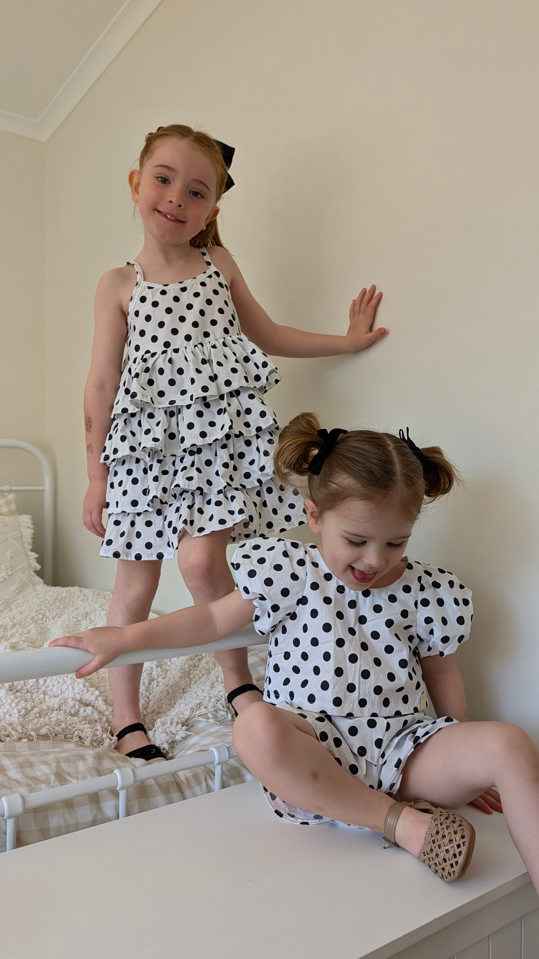 RaRa Dress - Navy Polka Dot