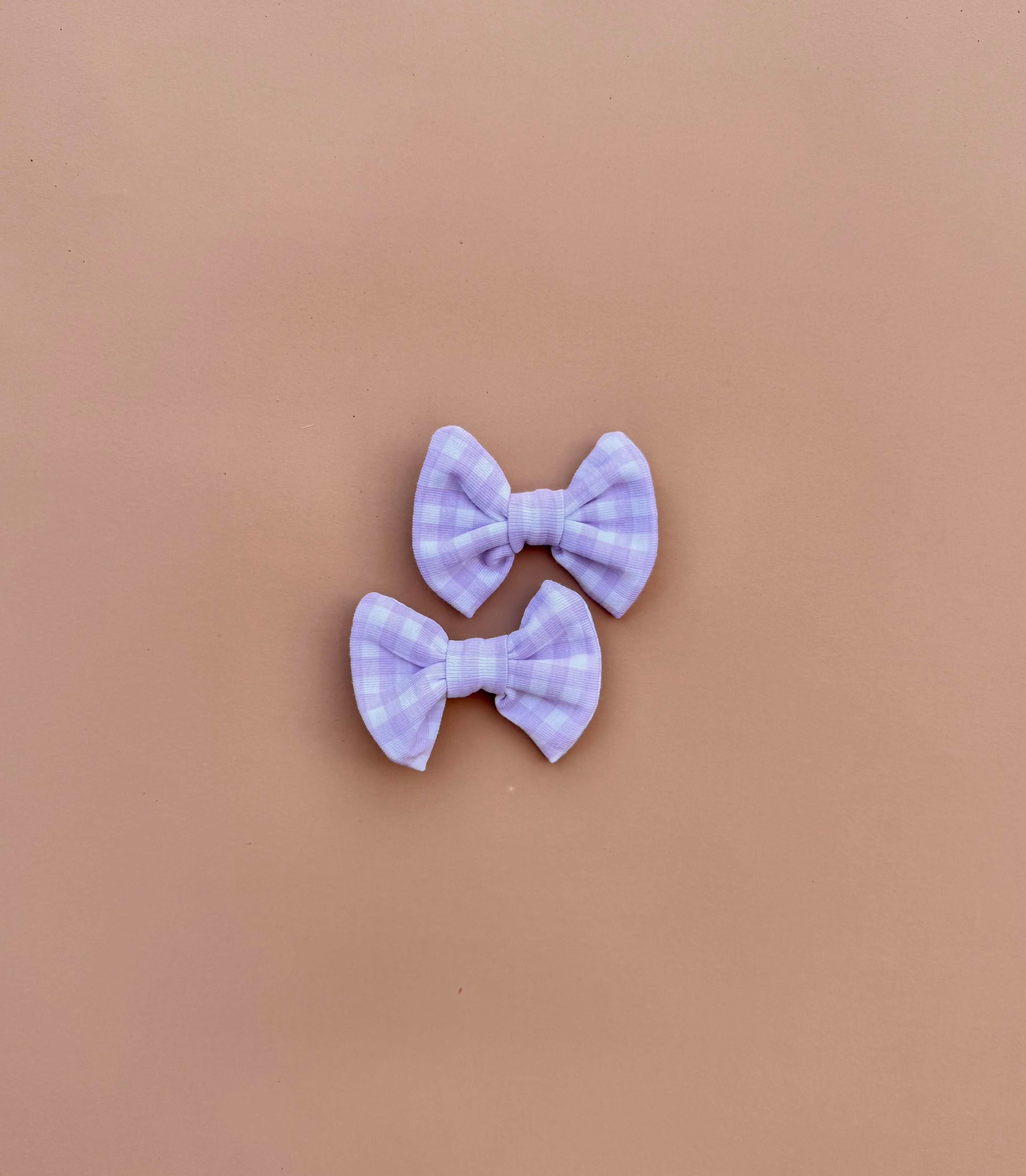 Bow Clip Set - Lilac Gingham