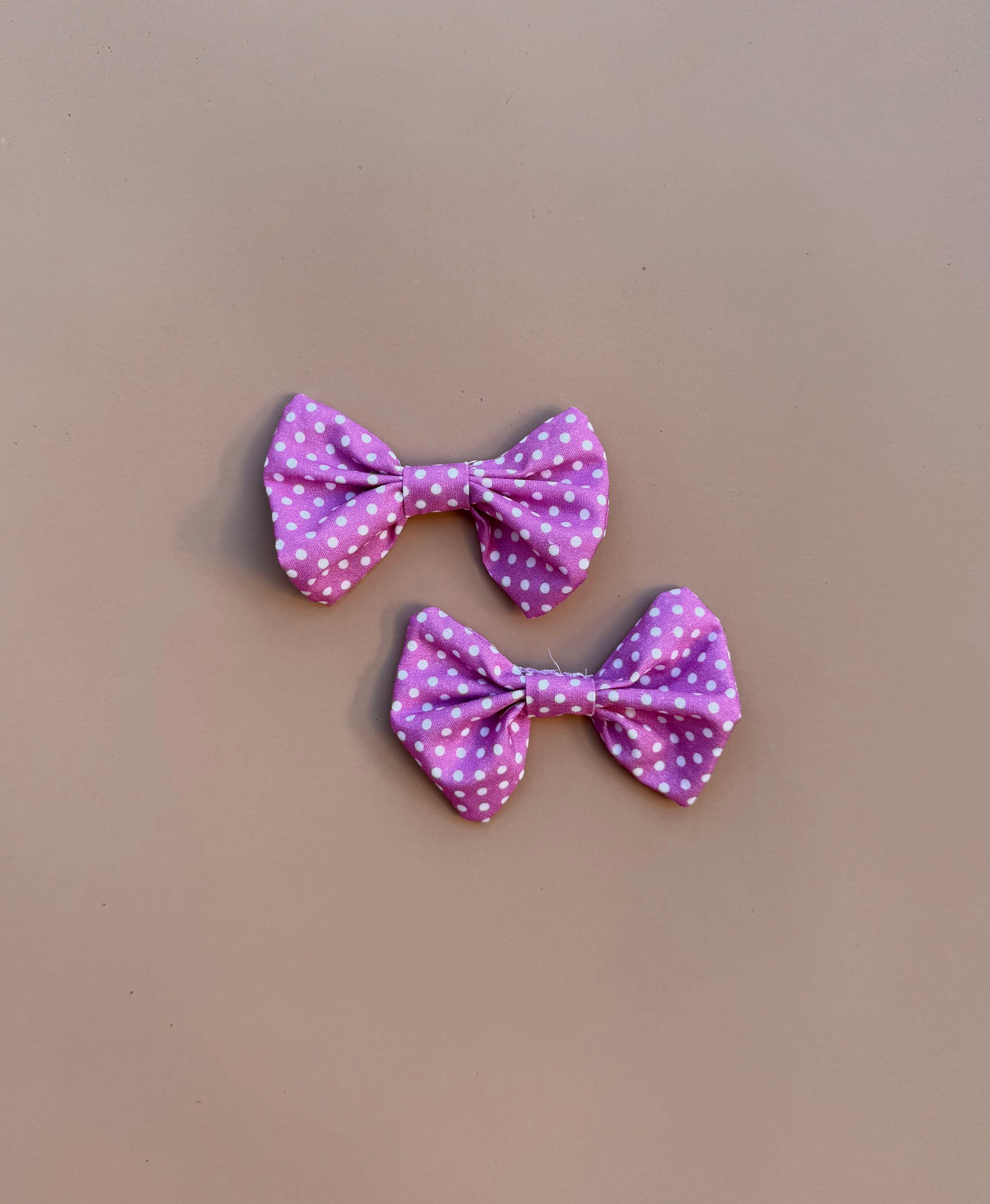 Bow Clip Set - Fuchsia Dot