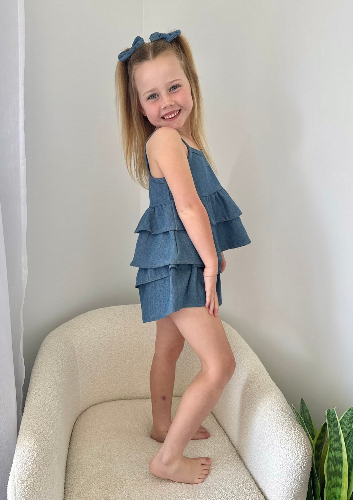 Double Peplum Singlet - Denim