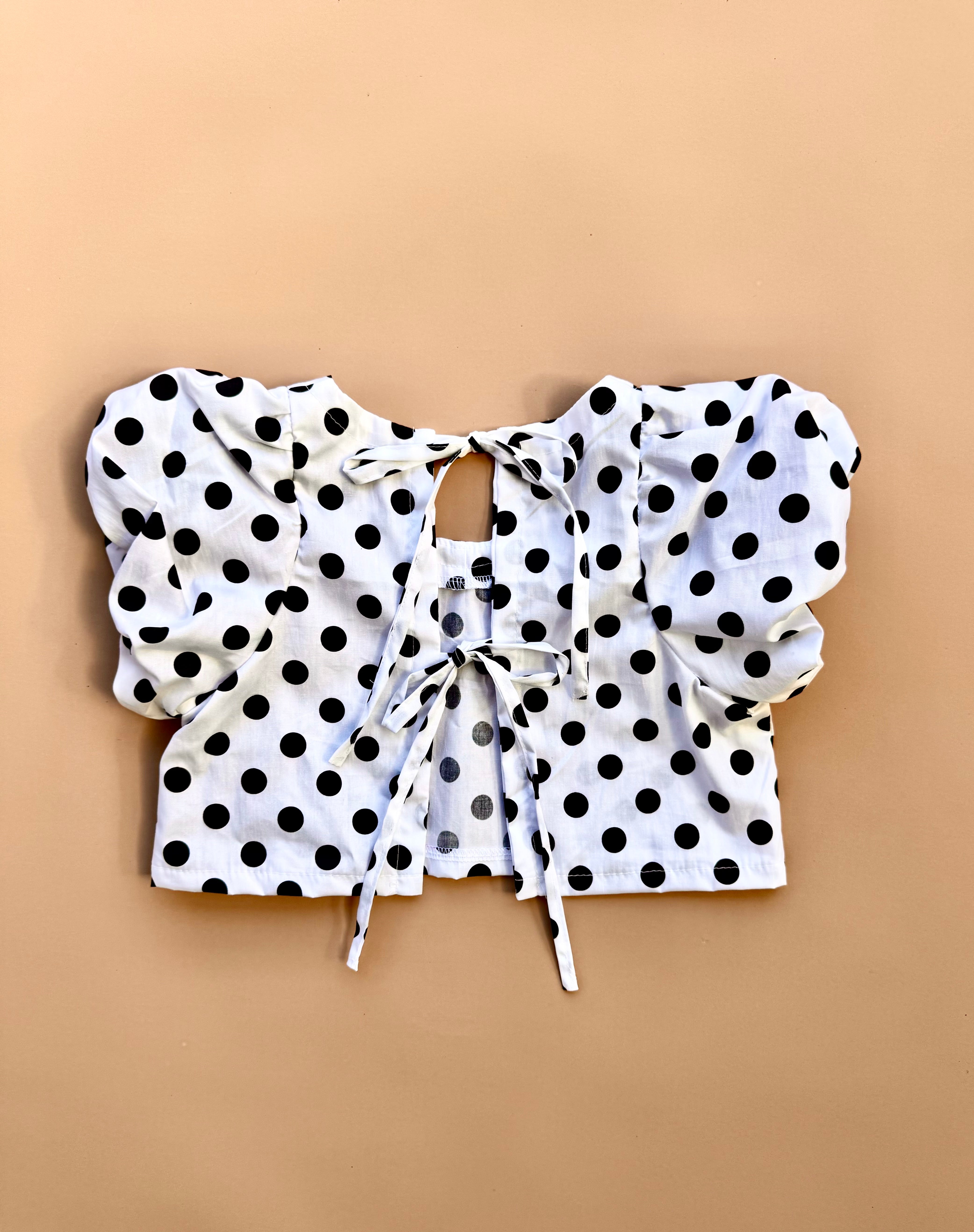Elora Top - Navy Polka Dot