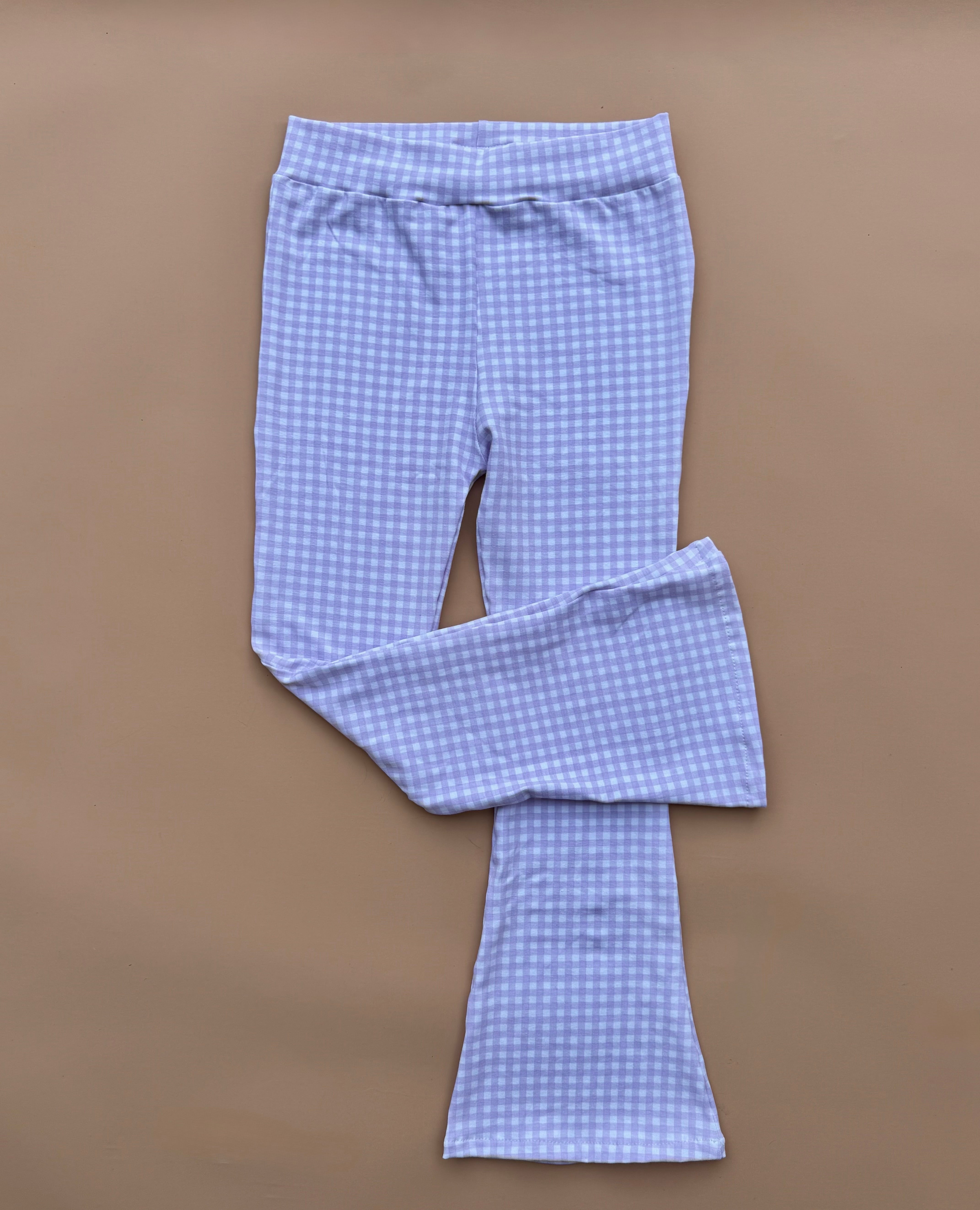 Flare Leggings - Lilac Gingham