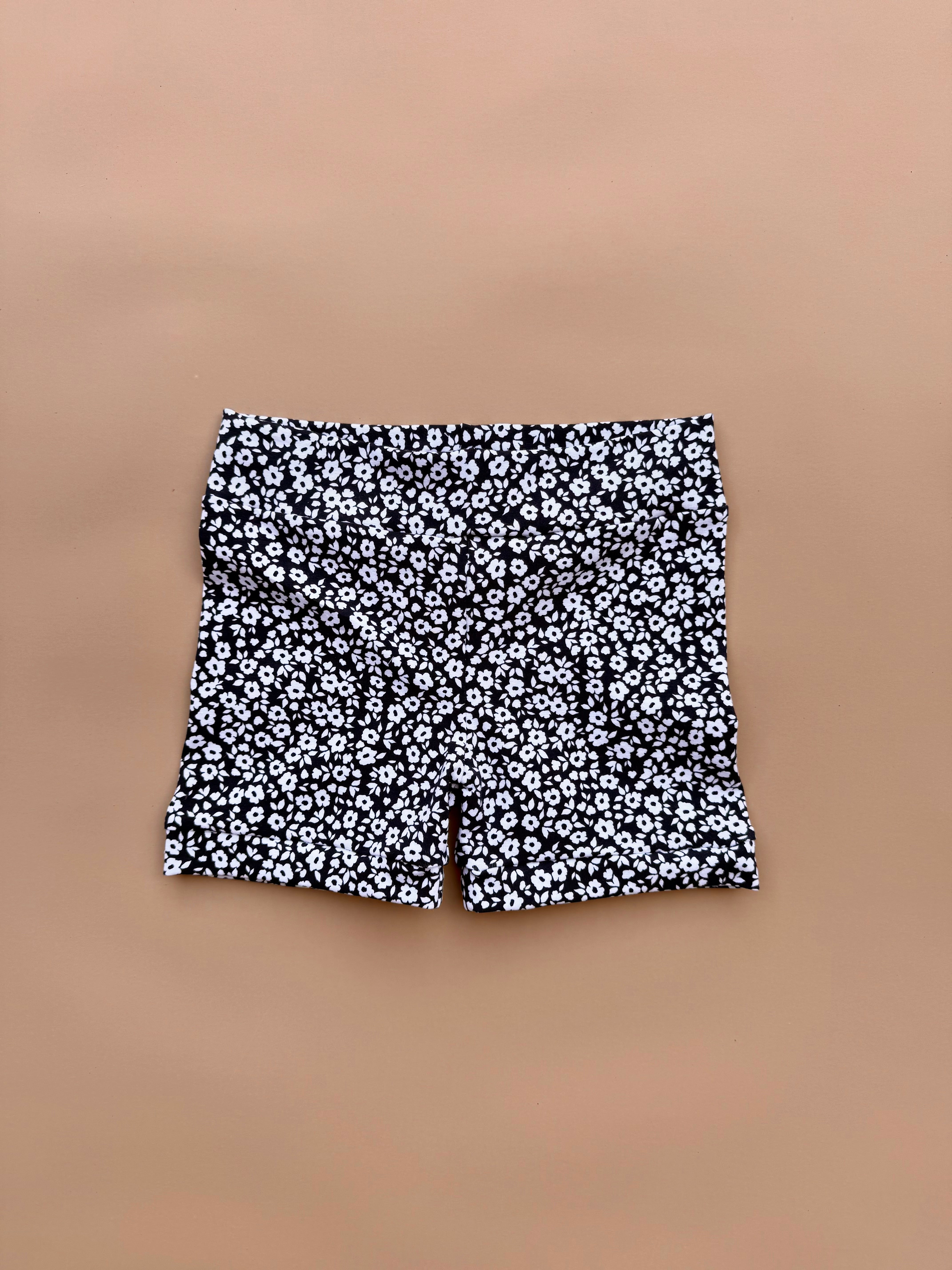 Peplum Singlet & Bike Short Set - Navy Blooms