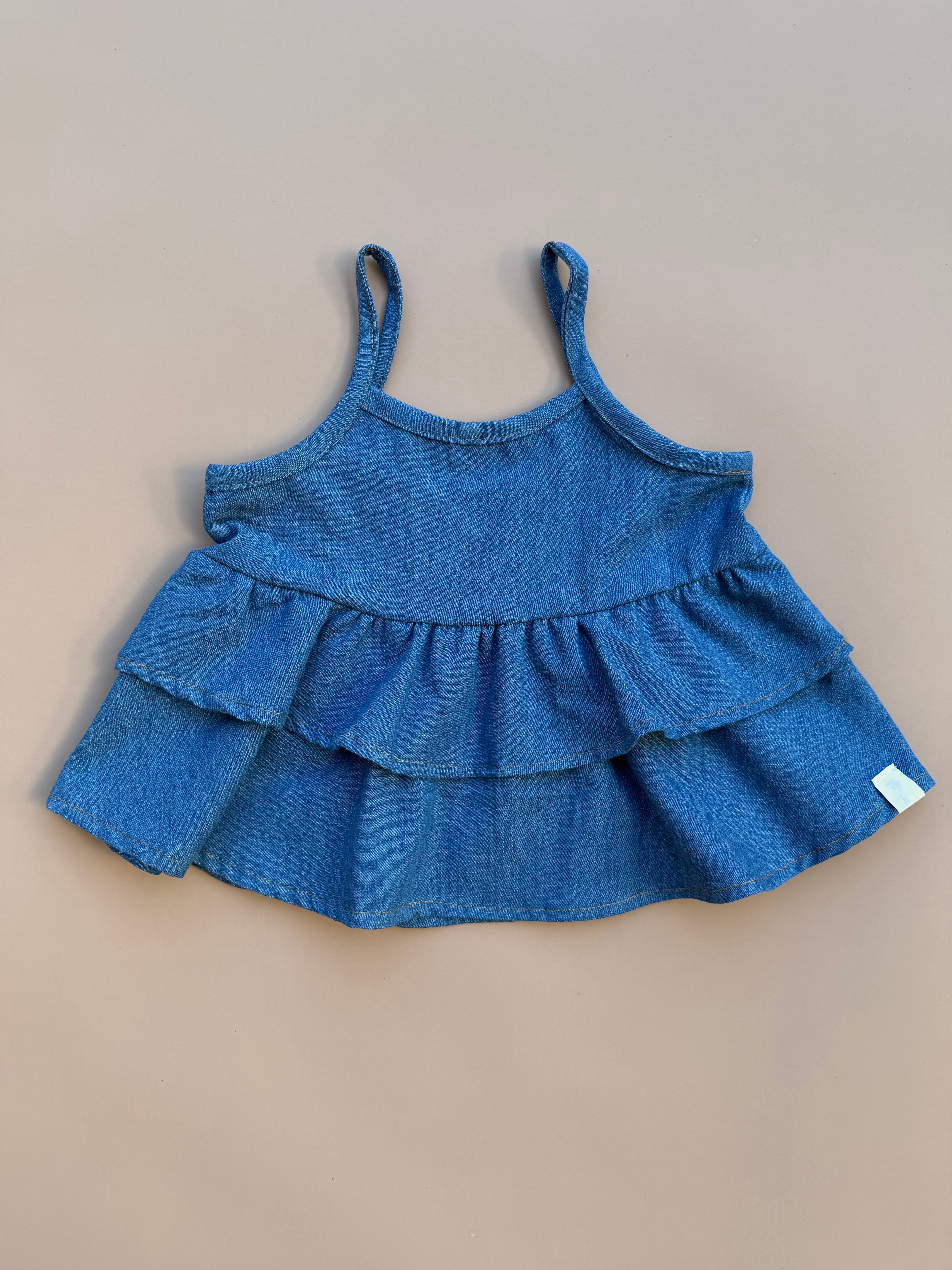 Double Peplum Singlet - Denim