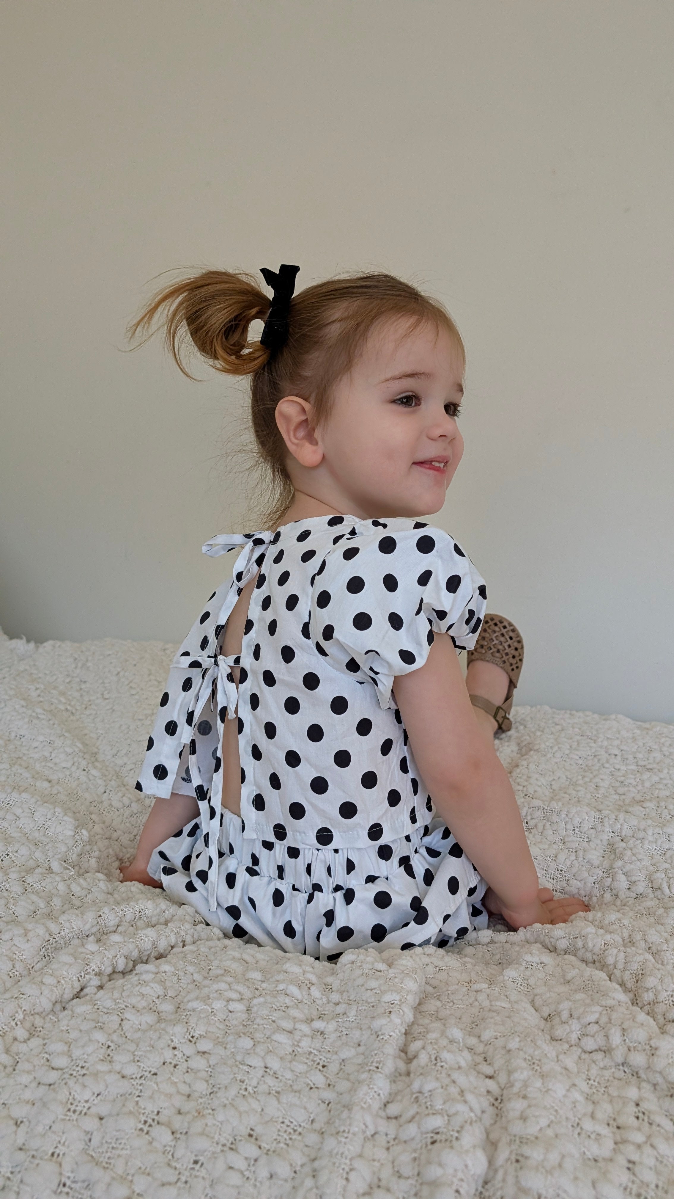 Elora Top - Navy Polka Dot