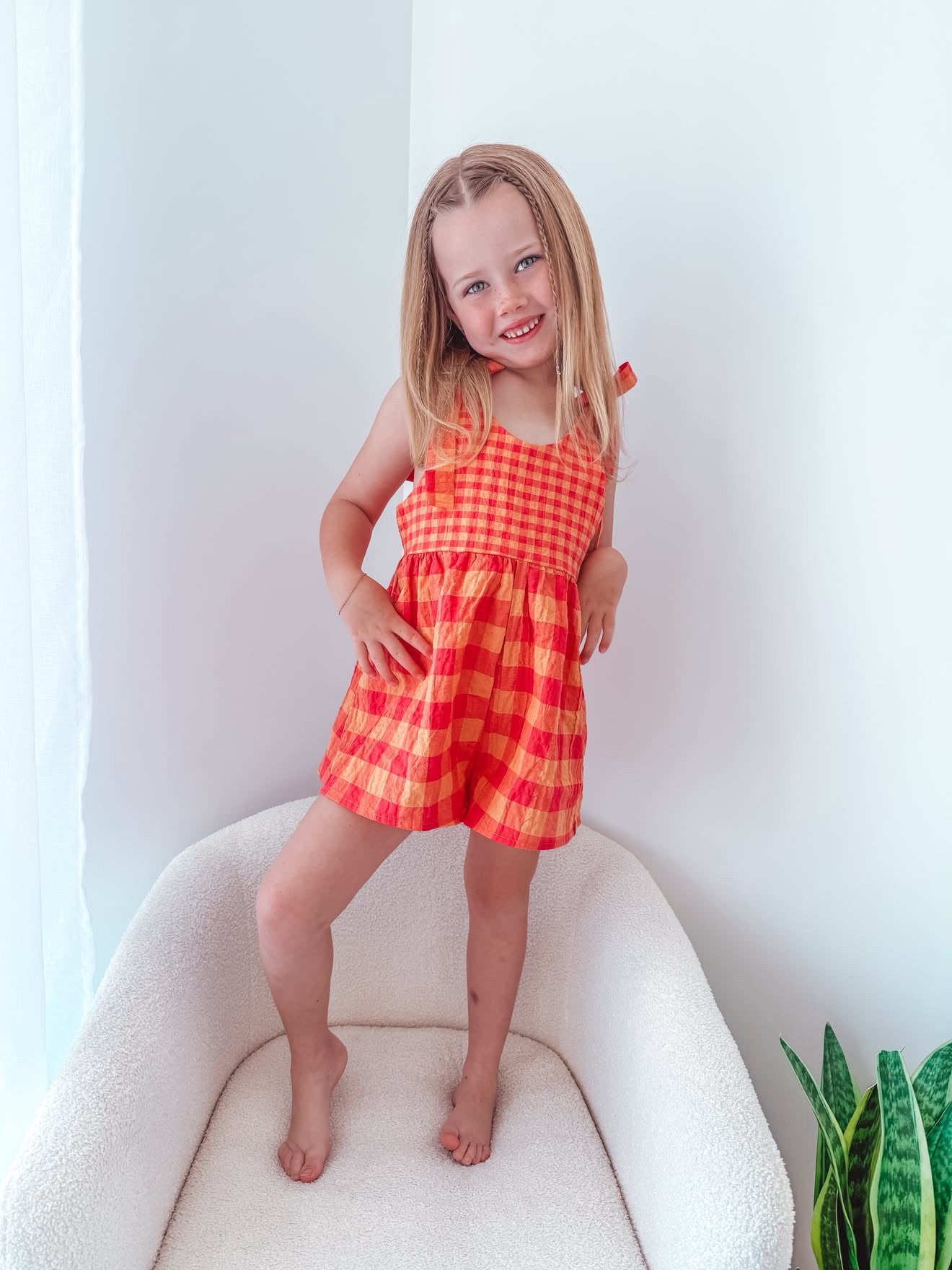 Hallie Playsuit - Melon Crush Gingham