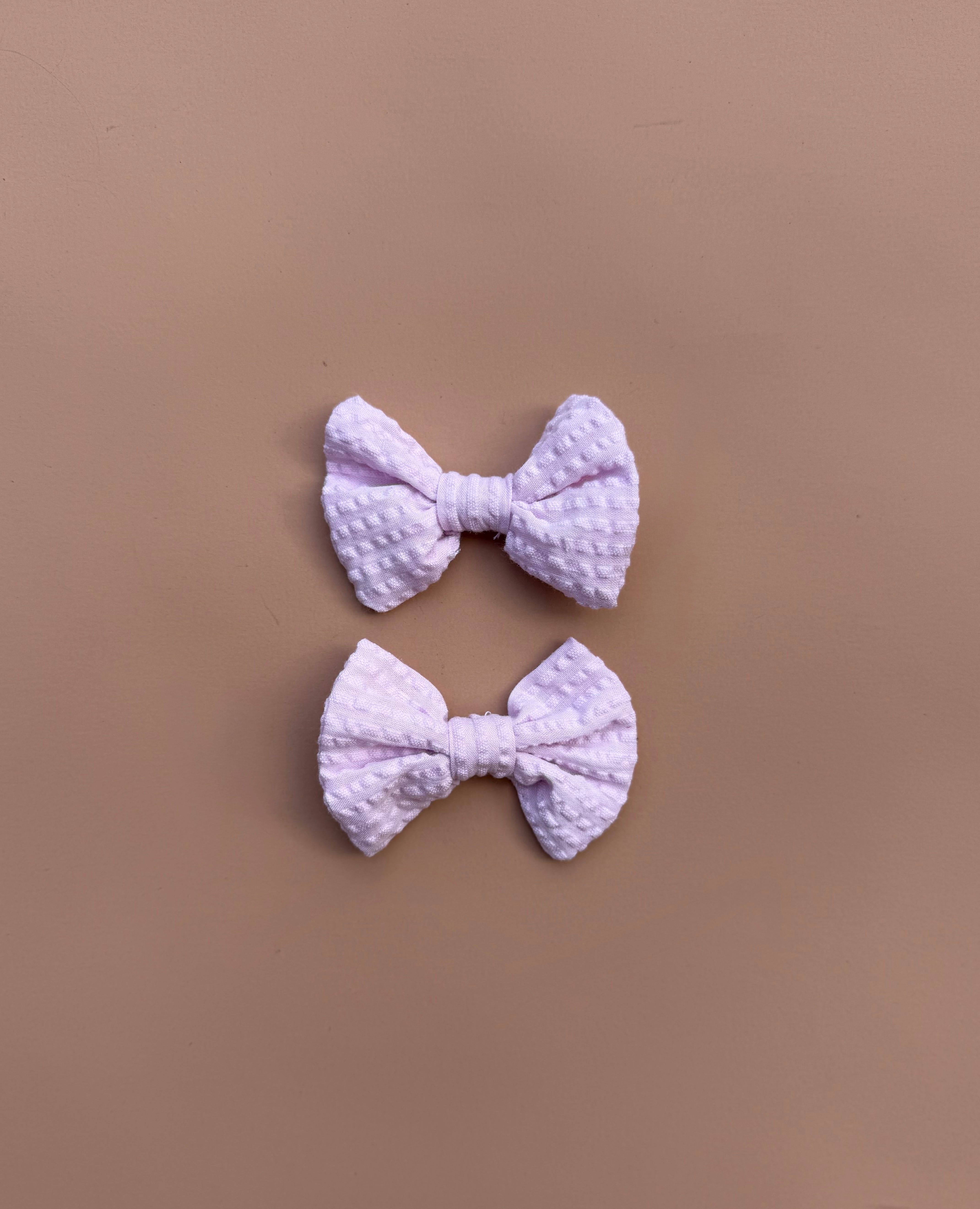 Bow Clip Set - Lilac Seersucker