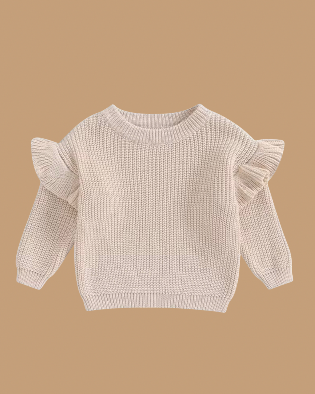 Chunky Knit Frillie Sweater - Almond
