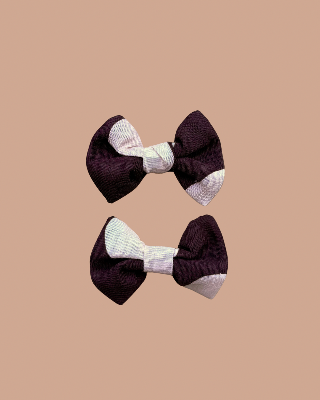 Bow Clip Set - Aubergine Spot