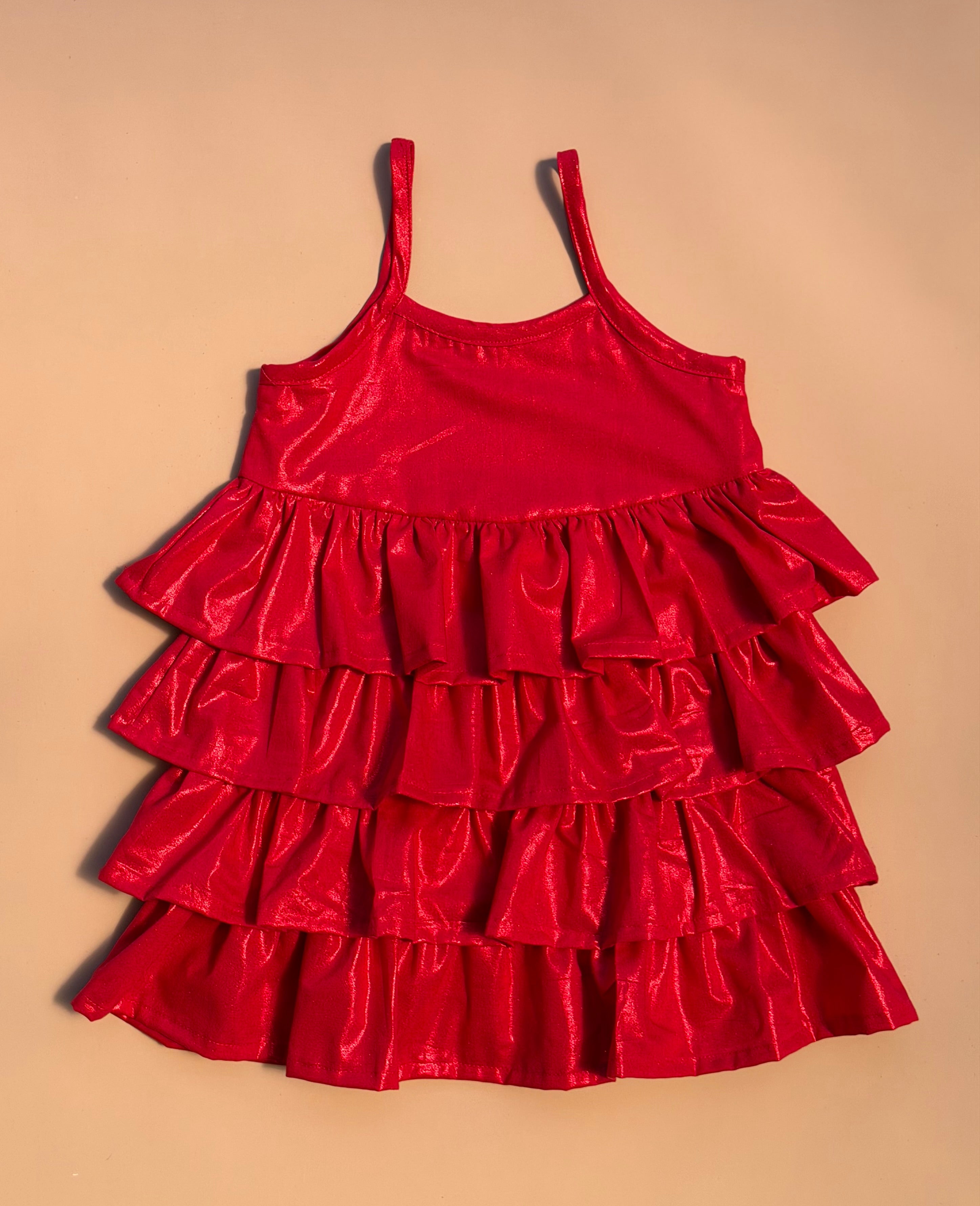 RaRa Dress - Shiny Christmas Red